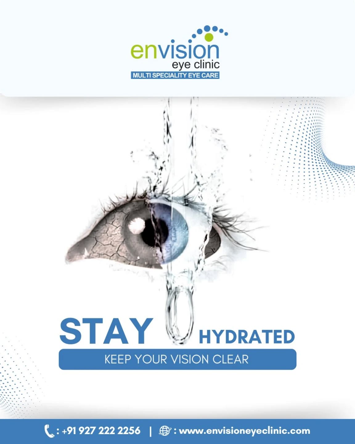Your eyes need hydration too. Not drinking enough water can contribute to dry, tired, and irritated eyes, especially during hot weather or long screen time.
Stay hydrated to help keep your eyes comfortable and your vision clear throughout the day.
(dry eyes, eye hydration, healthy vision, eye care tips, summer eye care, vision health)
📍 2nd Floor, Shivraj Apartments, near Parihar Chowk, Aundh, Pune, Maharashtra 411007
#StayHydrated #DryEyes #HealthyVision #EyeCareTips #EnvisionEyeClinic
