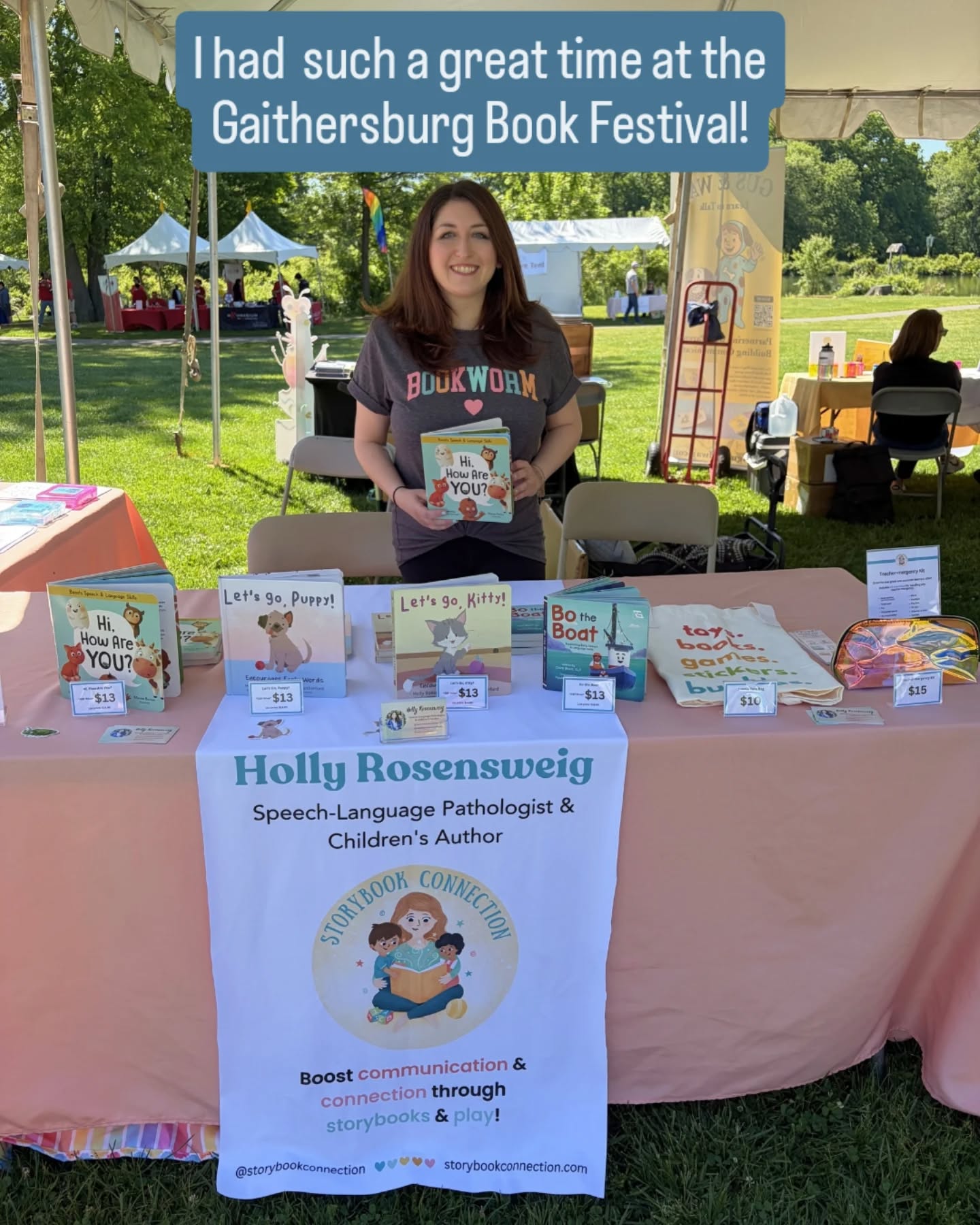 Sharing some highlights from last weekend at the Gaithersburg Book Festival 📚✨ @gburgbookfest
From the beautiful weather, to meeting other local authors like @andichitty_booksnbugs @thedvmauthor @gusandwag and @authorlaurenfischer , to seeing so many little ones discover my books, it was such a nice day!
@byclareshortspeech was with me in spirit, as I also got to introduce families to her board book, Bo the Boat!
Thank you to everyone who stopped by my booth-- I loved talking with so many sweet families 🥰
Oh, and even though I couldn't leave my booth, my mom was able to snag me a signed copy of Good Grief by another local author, @saraconfino 🙌🏻🎉
#GaithersburgBookFestival #ChildrensBooks #KidLit #BookFestival #IndieAuthor