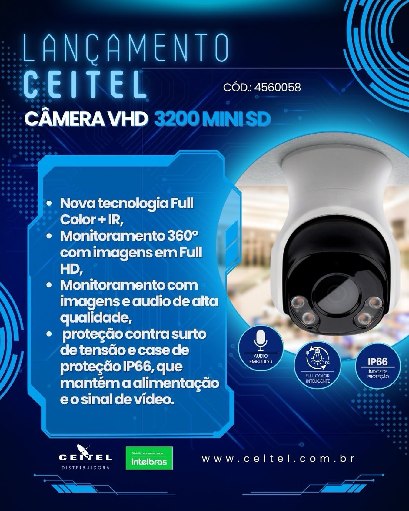 A VHD 3200 MINI SD entrega imagens coloridas até no escuro total, graças à tecnologia Full Color + IR, e ainda capta áudio com alta qualidade para um monitoramento completo.
🌙 Visão noturna inteligente
🎤 Microfone embutido
📹 Full HD 1080p
💧 Proteção IP66 para ambientes externos
⚡ Proteção contra surtos de tensão
Perfeita para quem quer detalhes reais, mesmo à noite, e a tranquilidade de acompanhar tudo pelo celular, computador ou DVR.
👉 Quer levar essa tecnologia para sua casa ou empresa? Fale com seu vendedor Ceitel e descubra como elevar seu nível de segurança.
#Intelbras #ceitel #segurancaeletronica #FullColor #cftv