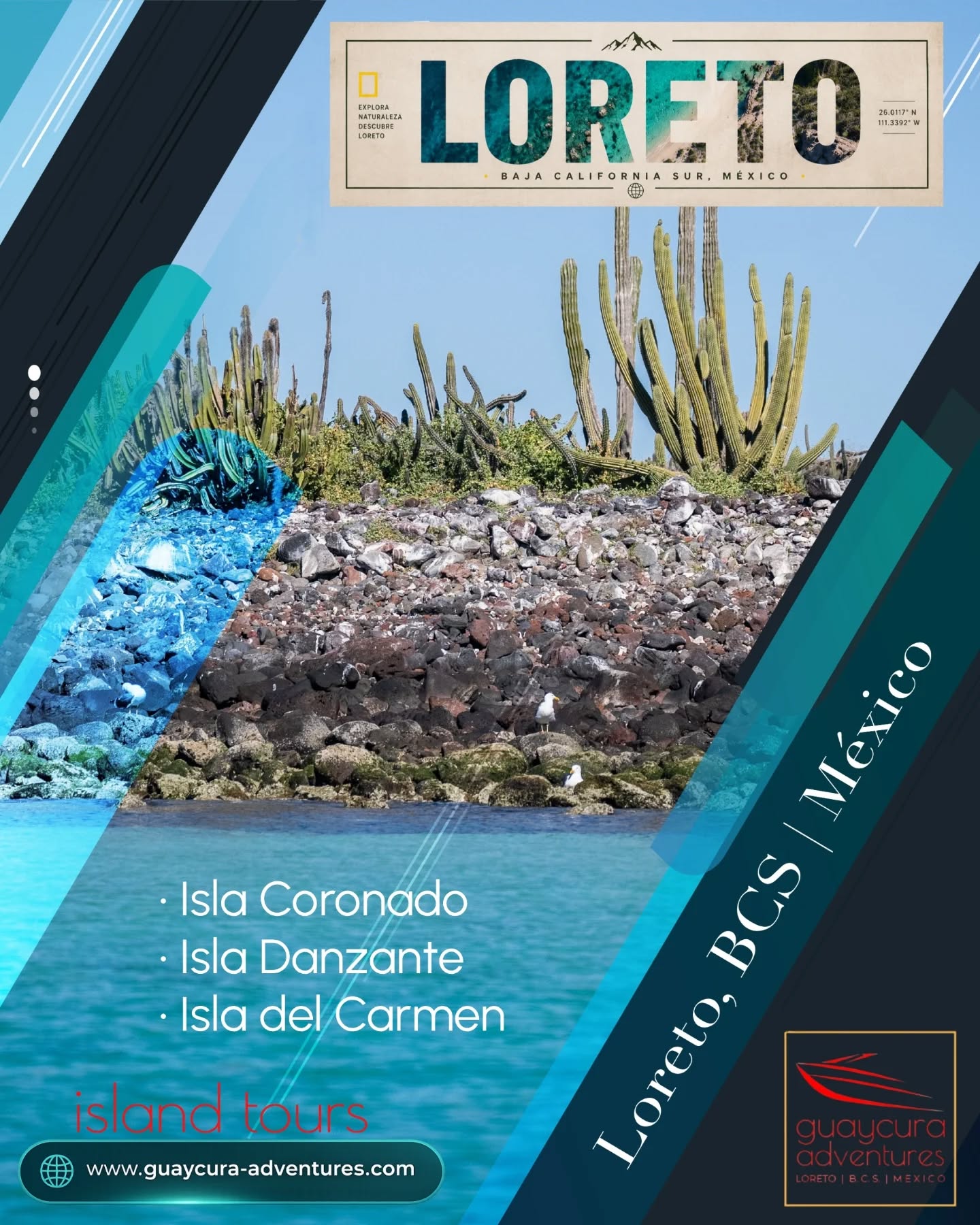 🏝️ 🌊 Loreto, Baja California Sur 🇲🇽
• Island Tour
🐬 Avistamiento de delfines, lobos marinos y peces tropicales
🤿 Ideal para snorkel, kayak y exploración
• Clima perfecto esta temporada
🌤️ Días soleados y muy agradables
🌡️ Entre 24°C y 30°C
🌬️ Poco viento, ideal para tours en lancha
🚤10% OFF Código 4MTR4 www.guaycura-adventures.com
📲 613 124 4158
#LoretoBCS #BajaCaliforniaSur #MarDeCortes #ToursLoreto #IslaDanzante 🌊