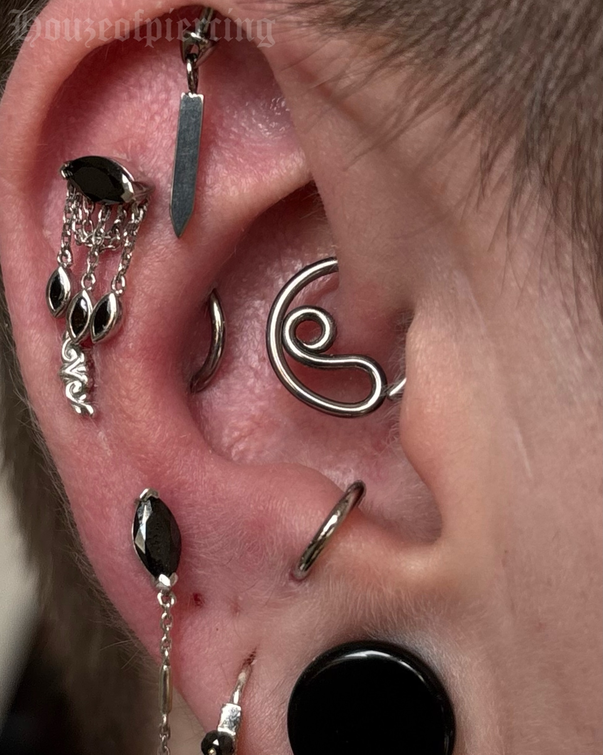 Something a little different! We upgraded their daith to and Ares daith rocker from @apex.handcrafted and also fitted a lil circular barbell in two well healed conch piercings to create an orbital ✨
🖤 @venusinfurs.ie 14 Exchequer St, Dublin 2
⛓️ Tuesday to Saturday, booking link in bio
#piercing #piercer #earpiercing #daithpiercing #conchpiercing