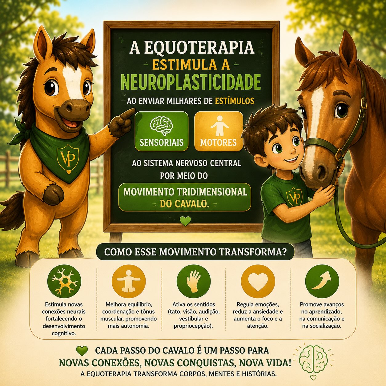 🐴✨ O movimento do cavalo pode transformar conexões dentro do cérebro humano.
Na equoterapia, cada passo do cavalo envia milhares de estímulos sensoriais e motores ao sistema nervoso central, ajudando no desenvolvimento físico, emocional, cognitivo e social. 💚
O movimento tridimensional do cavalo ativa áreas importantes do cérebro ligadas à:
🧠 atenção e concentração
💪 coordenação motora e equilíbrio
💚 regulação emocional
✨ comunicação e aprendizagem
🌱 neuroplasticidade e novas conexões neurais
Mais do que uma terapia, é um caminho de evolução, acolhimento e conquistas reais. 🐎
Aqui no Haras Vale das Pedras, cada atendimento é planejado com amor, ciência e propósito. 🤍
📍 Itupeva/SP
📲 Entre em contato e conheça a equoterapia de perto.
#Equoterapia #Neuroplasticidade #EquoterapiaInfantil #DesenvolvimentoInfantil #Autismo