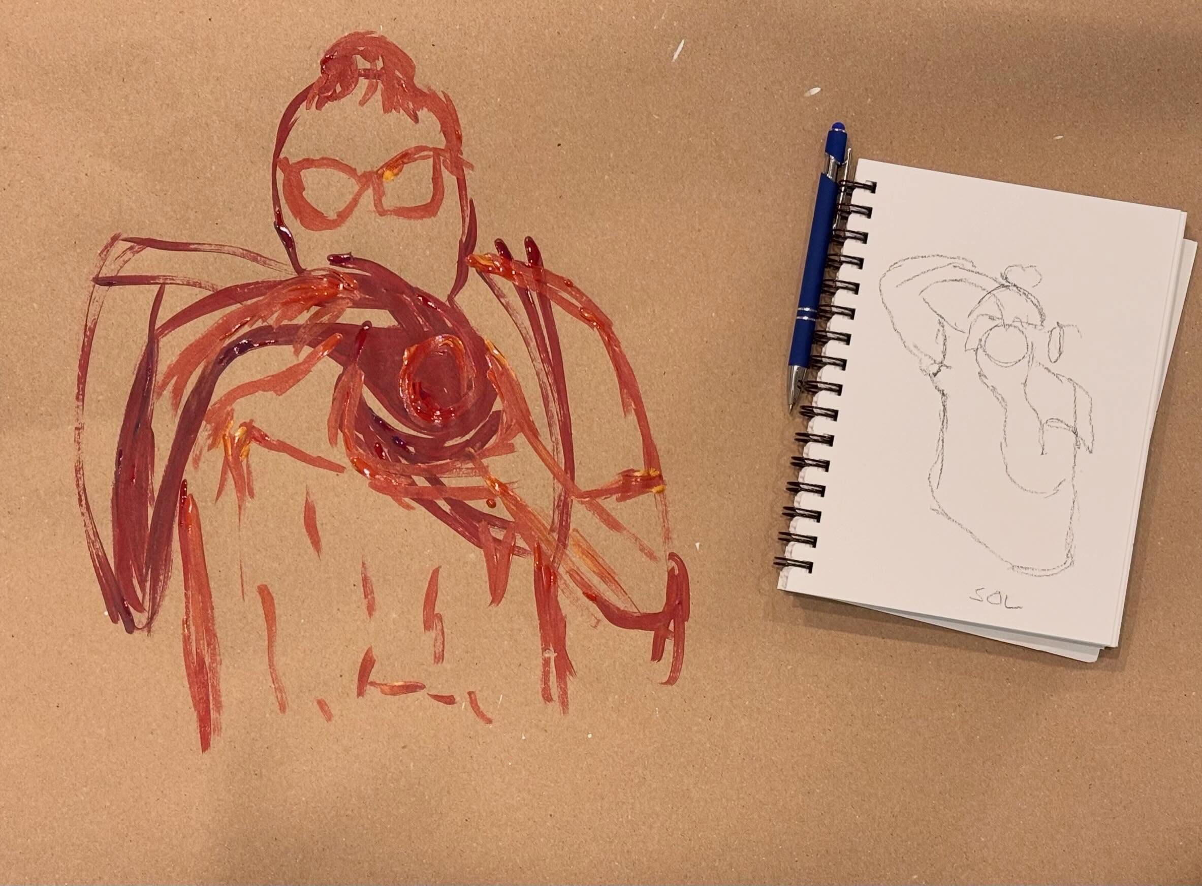 Hoy participé en una sesión de fotografía y aproveché para dibujar a la fotógrafa mientras ella me tomaba foto. ¿Que les parece? #dcota #zeroemptyspaces #livedrawing #sketch #art