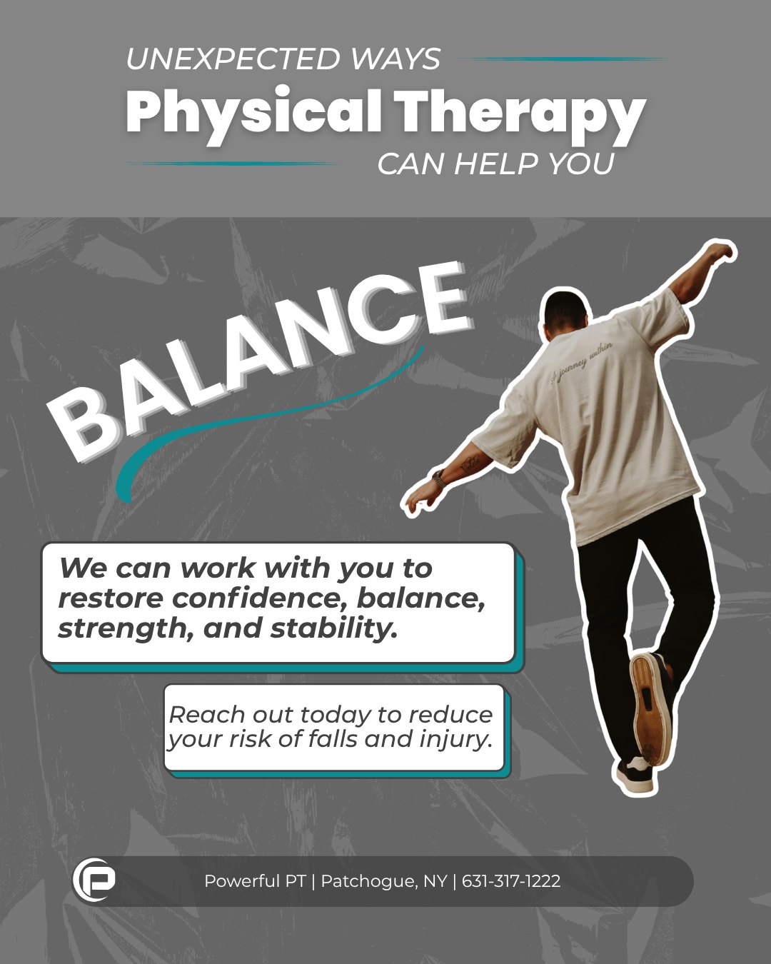Everything in the body is connected in some way and we really see that when it comes to physical therapy. There are many issues that can be solved in this practice that many don't realize.
Have a nagging issue what we might be able to help with? Reach out today to see how we can help!
📍 www.powerfulpt.com
📞 631-317-1222
📧 info@powerfulpt.com
#physicaltherapy
#balancingexercise
#PowerfulPT