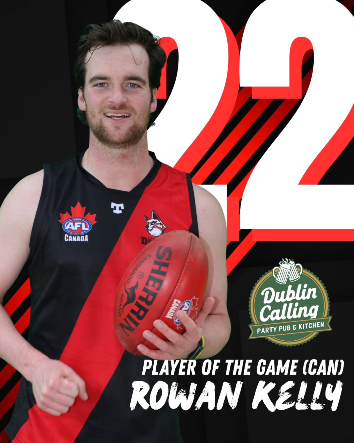 First goal in his first game of footy! Plus a huge game at ruck! The @dublincallingadelaide Player of the Game (🇨🇦) for round 1 is @rowkelly22!
#AsAPack