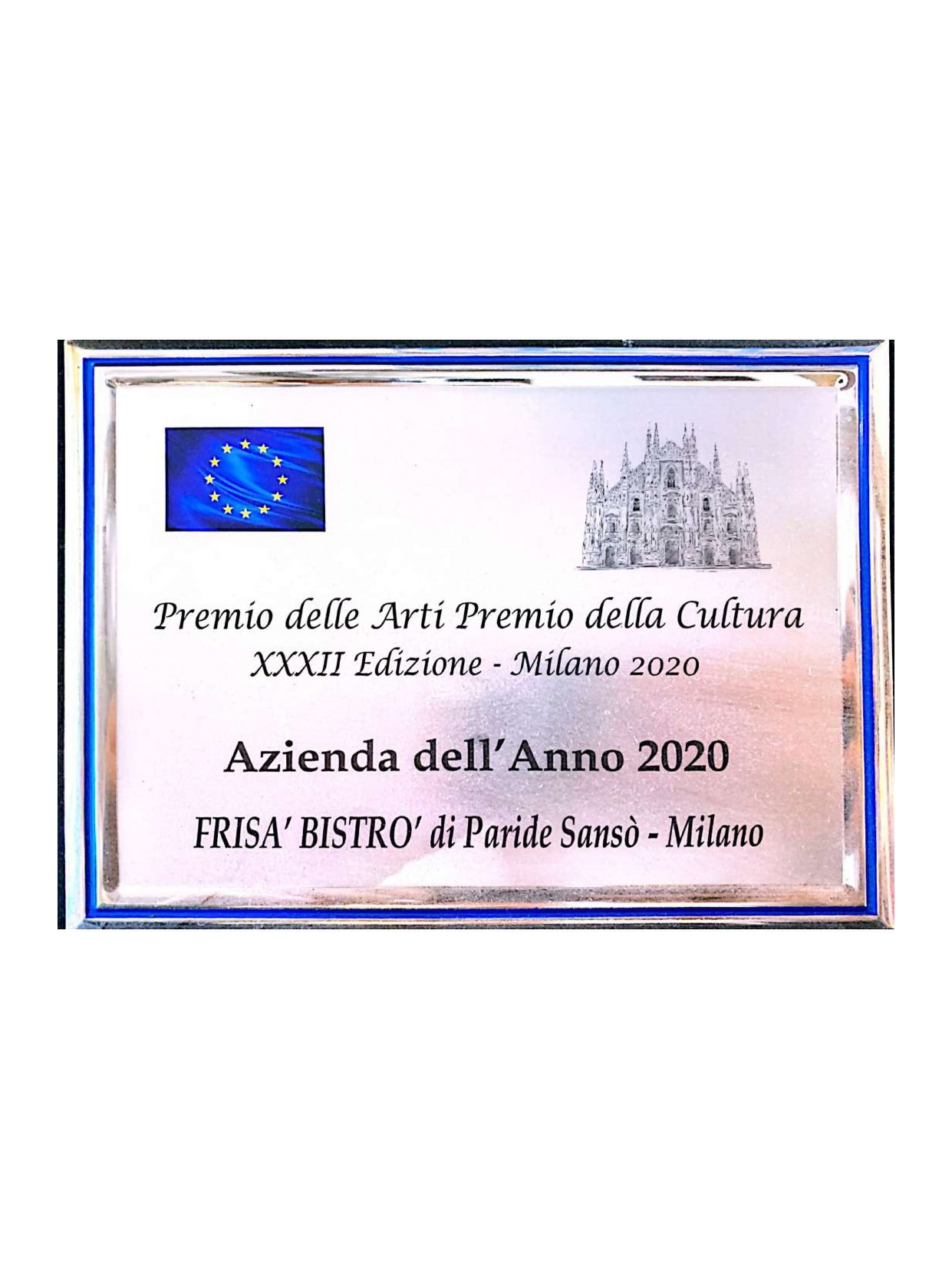 ✨ Un riconoscimento che ci riempie di orgoglio.
Nel 2020 Premio delle Arti Premio della Cultura ha conferito a Frisà Bistró il premio 🏆 “Azienda dell’Anno 2020”.
Un traguardo importante che premia passione, ricerca, accoglienza e l’impegno quotidiano nel creare un luogo dove gusto, cultura e convivialità si incontrano ogni giorno.
Grazie a tutti voi che fate parte della nostra storia ❤️
Questo riconoscimento è anche vostro.
📍 Frisà Bistró – Milano
#FrisaBistro #MilanoFood #EccellenzaItaliana #PremioDellaCultura #MilanoLifestyle