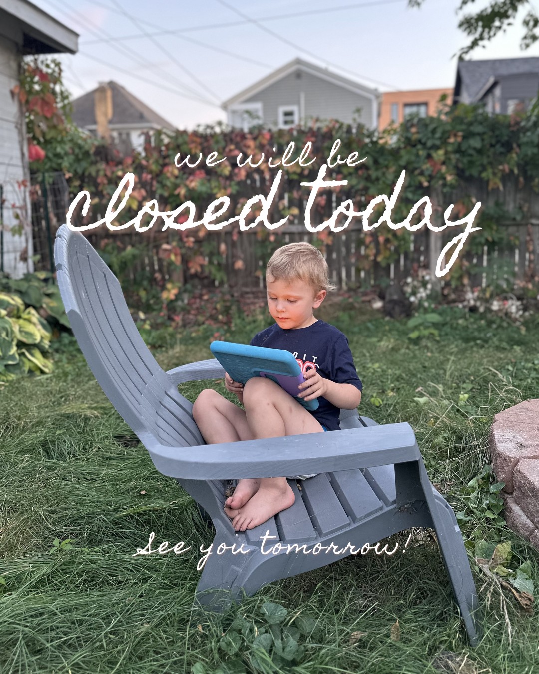 We'll be closed today to enjoy some sunshine and time with our families - we hope you get to do the same!
Back to normal hours tomorrow, we'll see you then.