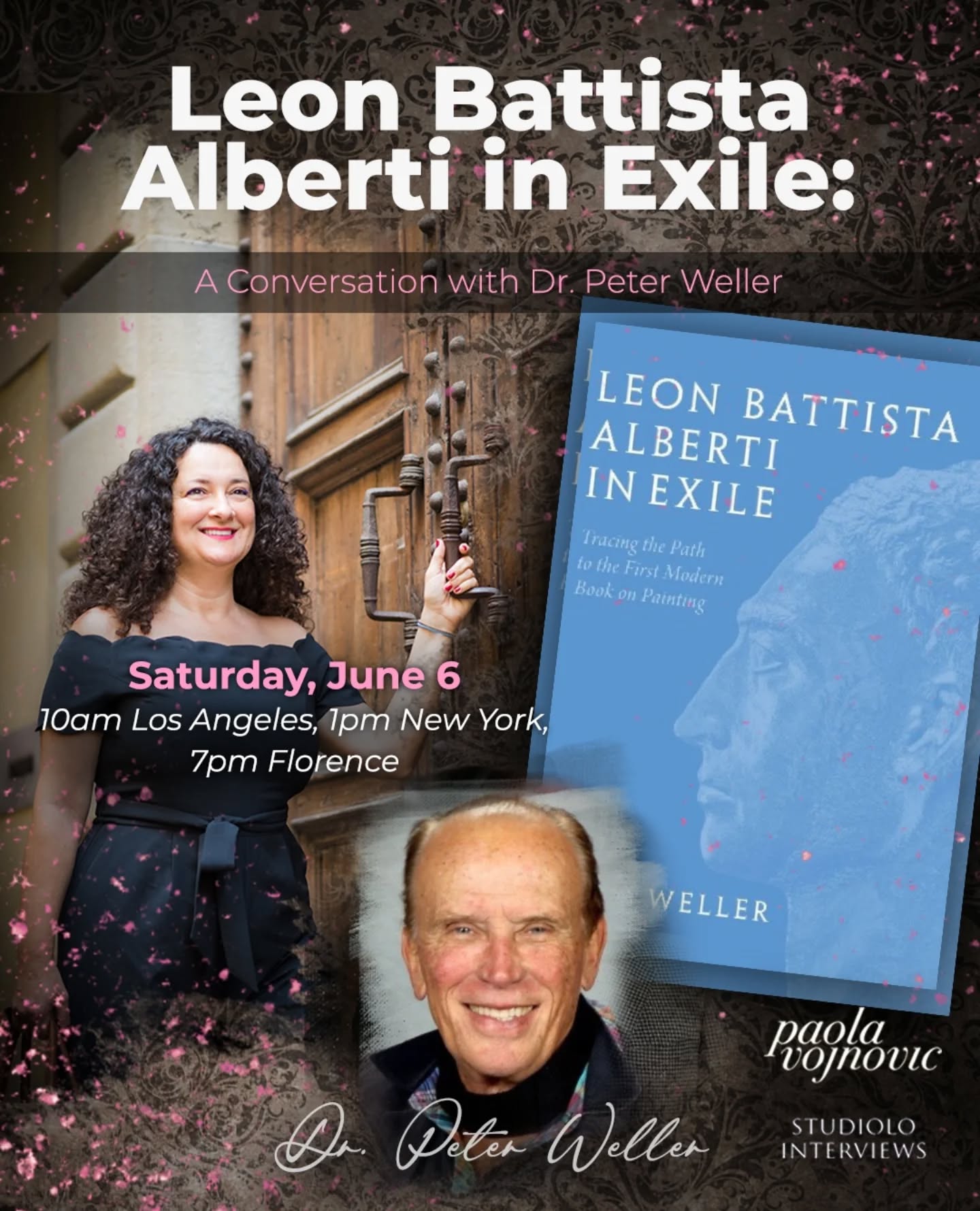 Join us for a brilliant encounter between Renaissance genius and Hollywood legend, in the next episode of Paolas Studiolo!
Leon Battista Alberti — often called the first “Renaissance man” — transformed the way we think about art with De pictura, the first modern book on painting.
In his new book, Leon Battista Alberti: Tracing the Path to the First Modern Book on Painting, Dr. Peter Weller explores the many cities and ideas that shaped Alberti’s vision.
Best known as the original RoboCop, Weller is also an art historian, filmmaker, and musician — soon appearing with Brad Pitt in The Adventures of Cliff Booth, written by Quentin Tarantino and directed by David Fincher.