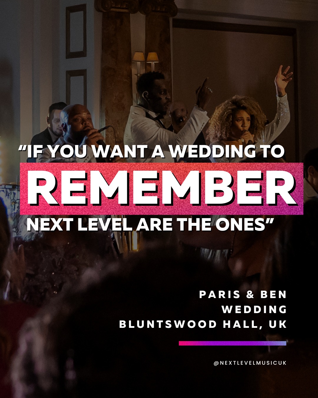 Paris & Ben’s wedding at the stunning Bluntswood Hall was pure ✨MAGIC✨ from morning to midnight.
Live music all day 🎶 with our high energy roaming band moving throughout the wedding breakfast and three hours of the Next Level Show Band bringing the ultimate party vibes
If you’re planning a wedding in Essex or anywhere in the UK, this is how you create an unforgettable celebration.
#BluntswoodHallWedding #EssexWedding #EssexWeddingBand #WeddingBandUK #RoamingBand