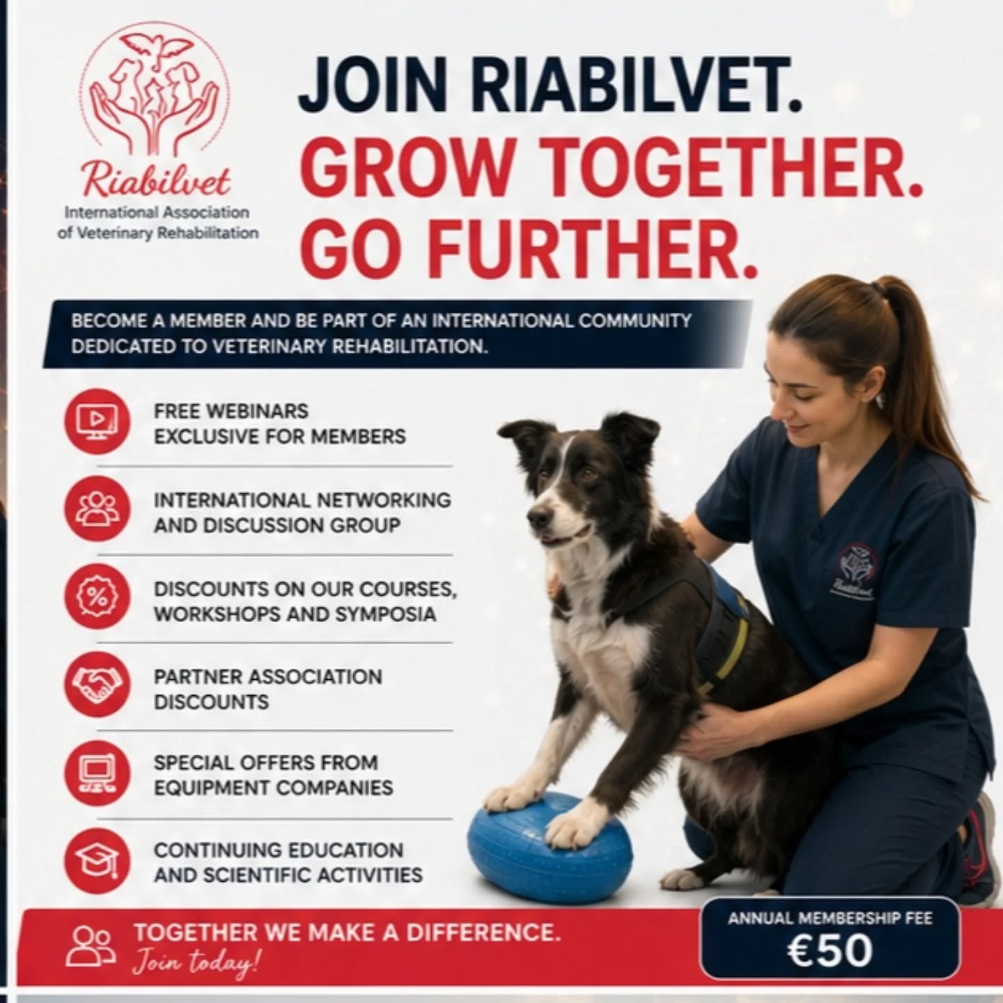 PERCHÉ DIVENTARE SOCIO RIABILVET
🤝 Entrare in RIABILVET significa non crescere da soli.
Far parte dell’associazione significa avere accesso a:
✔ webinar gratuiti
✔ networking internazionale
✔ sconti su congressi e workshop
✔ confronto clinico continuo
✔ collaborazioni scientifiche
🌍 Una rete costruita da professionisti che credono nella crescita condivisa.
💬 Le migliori opportunità nascono dalle connessioni giuste.
🔥 Diventa socio RIABILVET
#Riabilvet
#VeterinaryNetworking
#FormazioneVeterinaria
#VetProfessionals