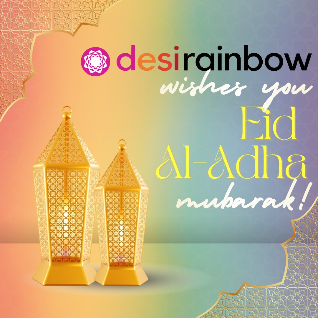 ☪️ Eid al-Adha Mubarak from your Desi Rainbow family ☪️
We are sending love and support to LGBTQ+ Muslims and their family. May joy surround you and your families of choice 💓
#EidAlAdhaMubarak #DesiRainbow #LGBTQMuslims #PrideAndFaith #EidCelebration #InclusiveCommunity #MuslimPride #LoveIsLove #FaithAndIdentity #EidJoy