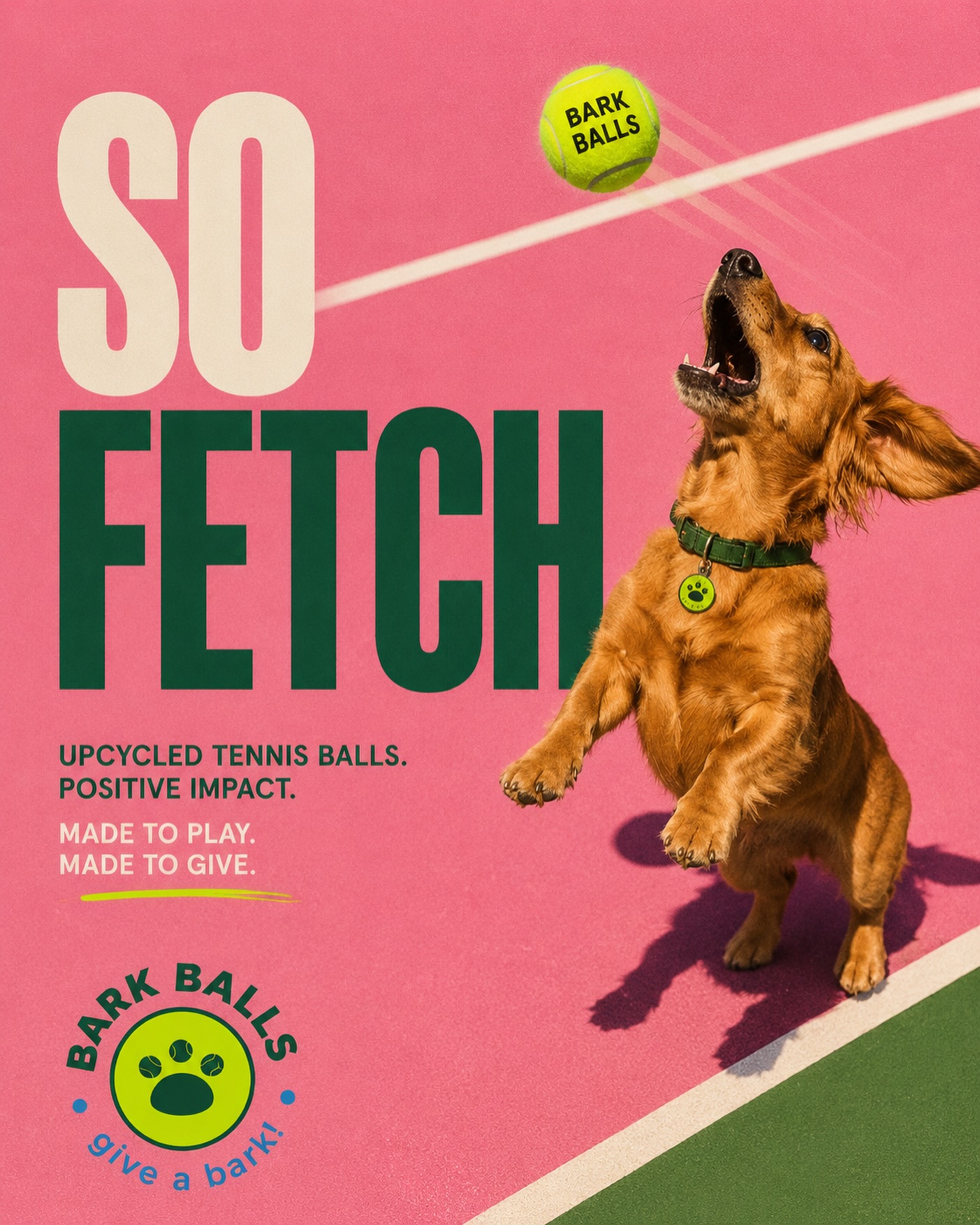 so fetch. 🎾
Eco-friendly fetch just got an upgrade.
Bark Balls turns used tennis balls into durable dog toys made for dogs who love to run, chase, play, and explore. Every ball helps reduce waste while supporting shelters, rescues, and environmental causes.
Upcycled tennis balls. Happy dogs. Less waste.
#BarkBalls #EcoFriendlyDogToys #DogToys #Fetch #DogsofInstagram SustainableLiving Upcycled TennisBalls DogAdventure PlayWithPurpose OutdoorDogs DogLifestyle SustainableBrandfetch