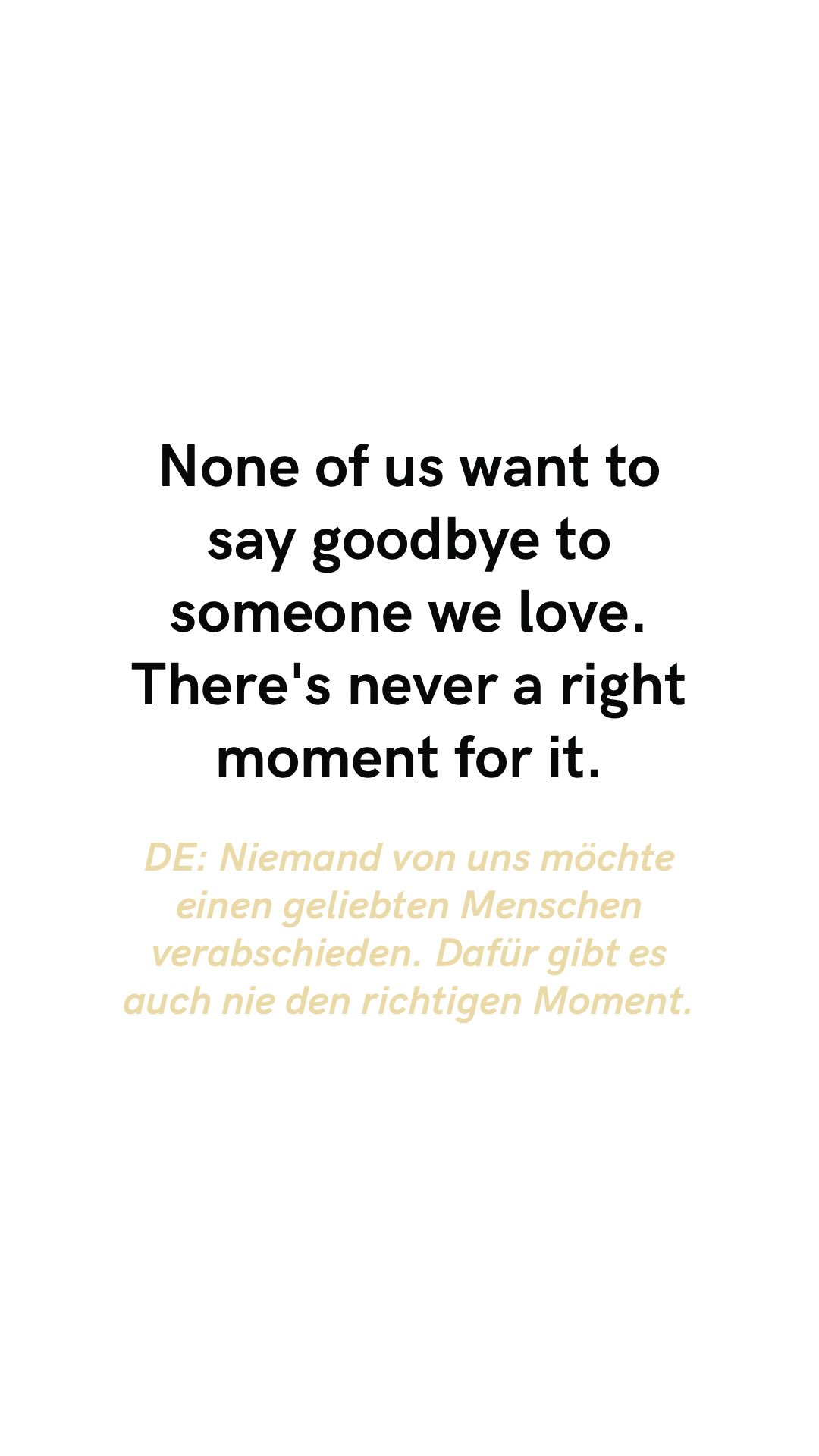 Wir wünschen uns oft, dass bestimmte Dinge in unserem Leben nicht passiert wären und das ist auch okay 🤍 Niemand von uns möchte einen geliebten Menschen verabschieden. Das wollen wir nie und dafür gibt es auch nie den richtigen Moment.
Wäre auch nur eine einzige Sache in meinem Leben anders verlaufen, würdest du dieses Video und diesen Text gerade nicht lesen ✨ Und wie schade wäre es, wenn ich nicht so viele Menschen mit meinem Sein begleiten und bereichern dürfte.
Und wenn ich dann einmal sterbe, hoffe ich, dass meine Liebsten aus diesem Schmerz etwas erschaffen, das der Welt hilft 🦋💜