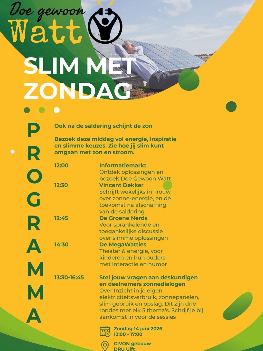 Lees hier het hele programma; Slim met Zondag op 14 juni in het Civon.