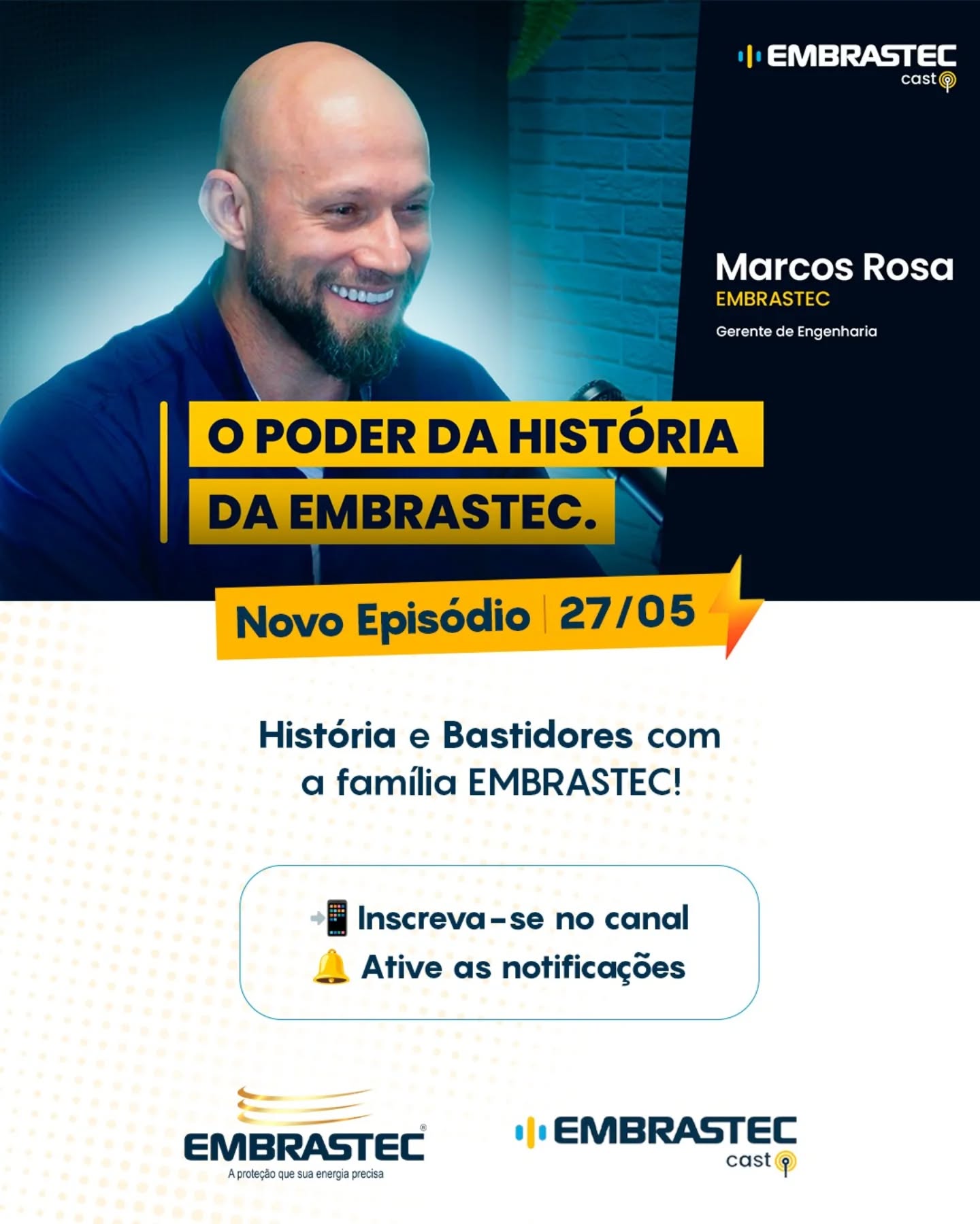 O próximo Embrastec Cast promete muita história e bastidores!
Nesta edição, recebemos Marcos Rosa para uma conversa reveladora sobre as raízes, os desafios e o poder da história por trás da construção de um dos maiores fabricante de DPS, com capital 100% nacional.
Como a visão do passado impulsiona a inovação e a engenharia do futuro? Uma trajetória inspiradora para profissionais da área.
Em breve, disponível no nosso canal.
Não esqueça de se inscrever no canal do YouTube pelo link da bio e ative as notificações!
#EmbrastecCast #HistoriaDeSucesso #IndustriaBrasileira #ProtecaoEletrica #Embrastec