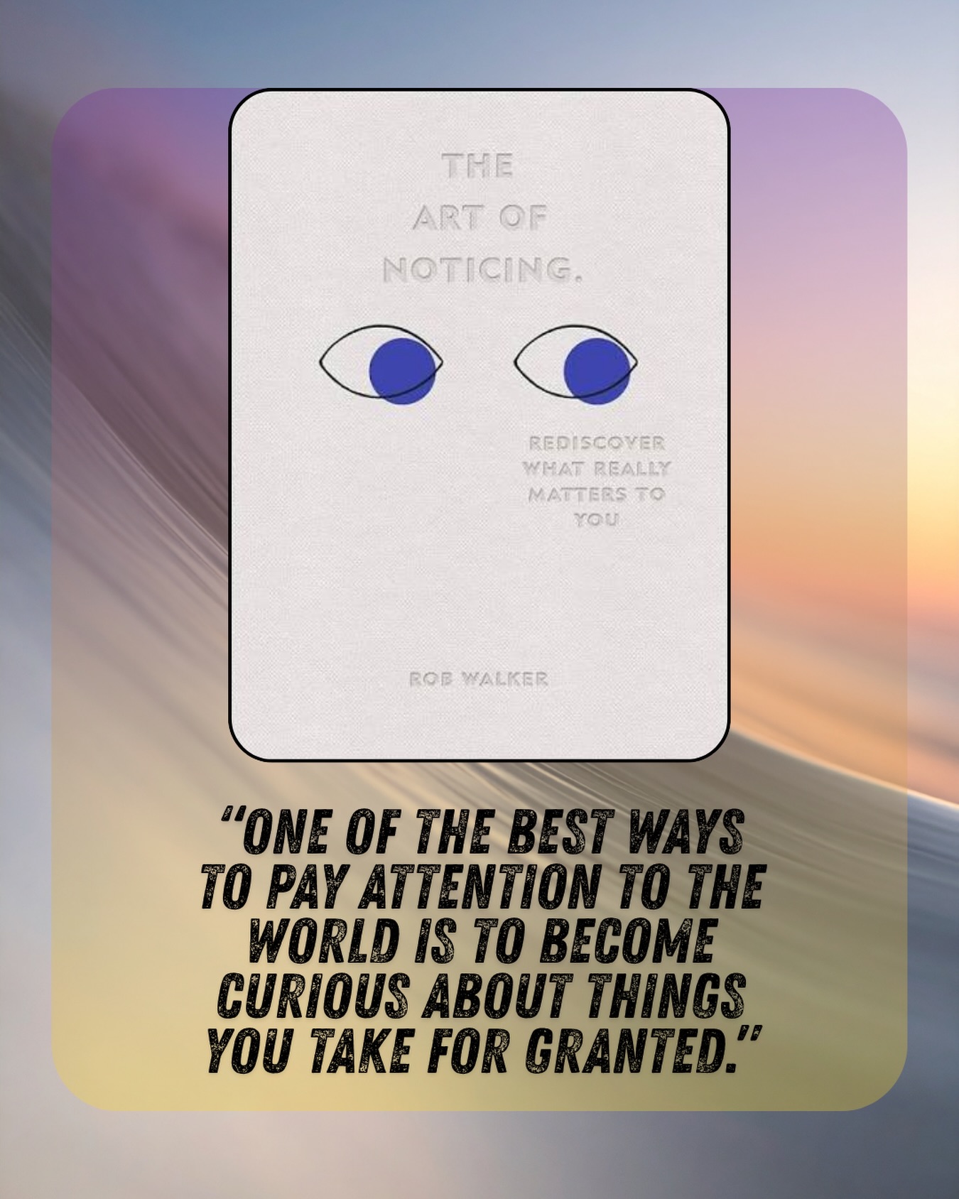 This is a practical book that guide us to pay closer attention to the world around us. The book argues that modern life trains us to skim, rush and filter out details which can dull creativity, curiosity, empathy and joy. The book suggests that “noticing” is a skill that can be deliberately practised and strengthened.
The lessons I learned from the book are:
(1) Attention changes your reality - what you notice shapes how you experience life. Slowing down and observing more carefully can make everyday moments feel richer and more meaningful.
(2) Curiosity is a skill and not a personality trait - we don’t have to be naturally creative to become more curious. Asking questions, exploring new perspectives and breaking routines trains our mind to see more.
(3) The ordinary is often extraordinary - Interesting stories, beauty and inspiration are everywhere. Most people simply overlook them. Learning to notice small details can spark creativity, gratitude and deeper connection with the world.
Basically just notice and appreciate the present moment rather than thinking too much of the past or future. It is the present moment which is what life is all about.
#theartofnoticing #curiosity #presentmoment #life #eyedoctorchng