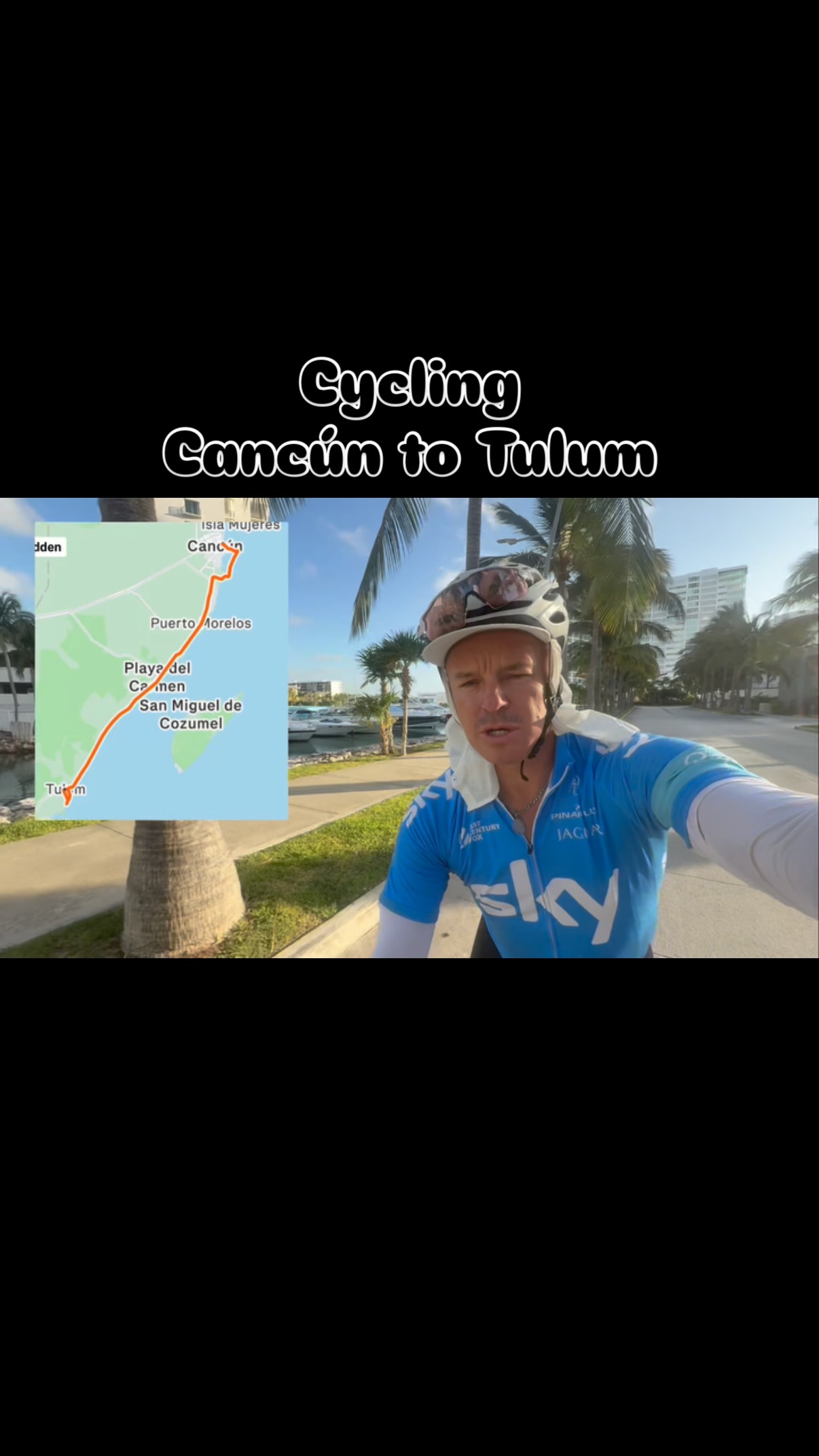 My fifth training day on the bike ahead of the big ride next month across the USA. Today it took me down the coast from Cancún to Tulum, a ride of exactly 100 miles (I bailed out and took the bus back!). While there I examined how hard-hit Tulum is for its fall in tourism caused by excessive hotel, restaurant and taxi prices, the introduction of the Jaguar Park making the ruins expensive too, but then also restricted beach access, and a massive waves (pun intended) of sargassum this season. Its architecture and fabrics are magnificent but it’s paying the price now for its greed. #tulum #cycling #biketour #mexico #cancun