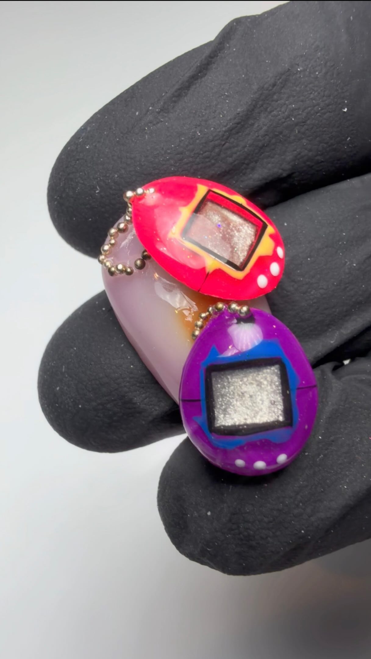Throwback to this 2023 3D Tamagotchi Nail Art. I remember being so proud of how these turned out, I wanted to create a screen that looked like it had depth not just flat painted on. #3dnailart #tamagotchinails #funnails #brightnailart