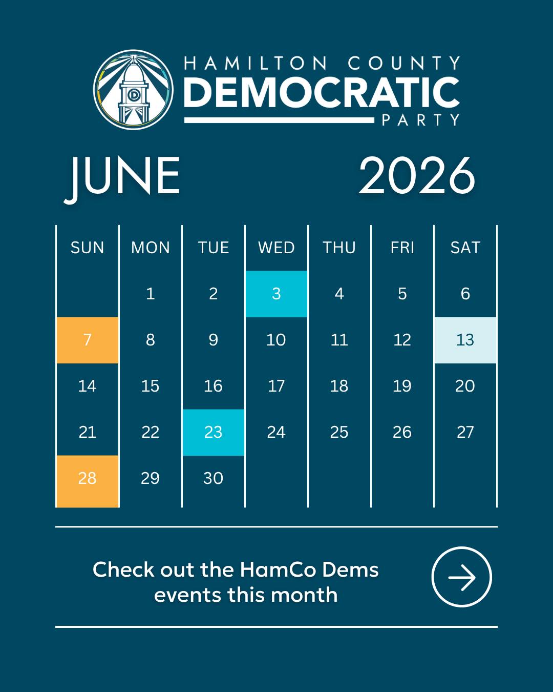 Here is your #HamCo Monthly Calendar. We hope to see you at one of these events.