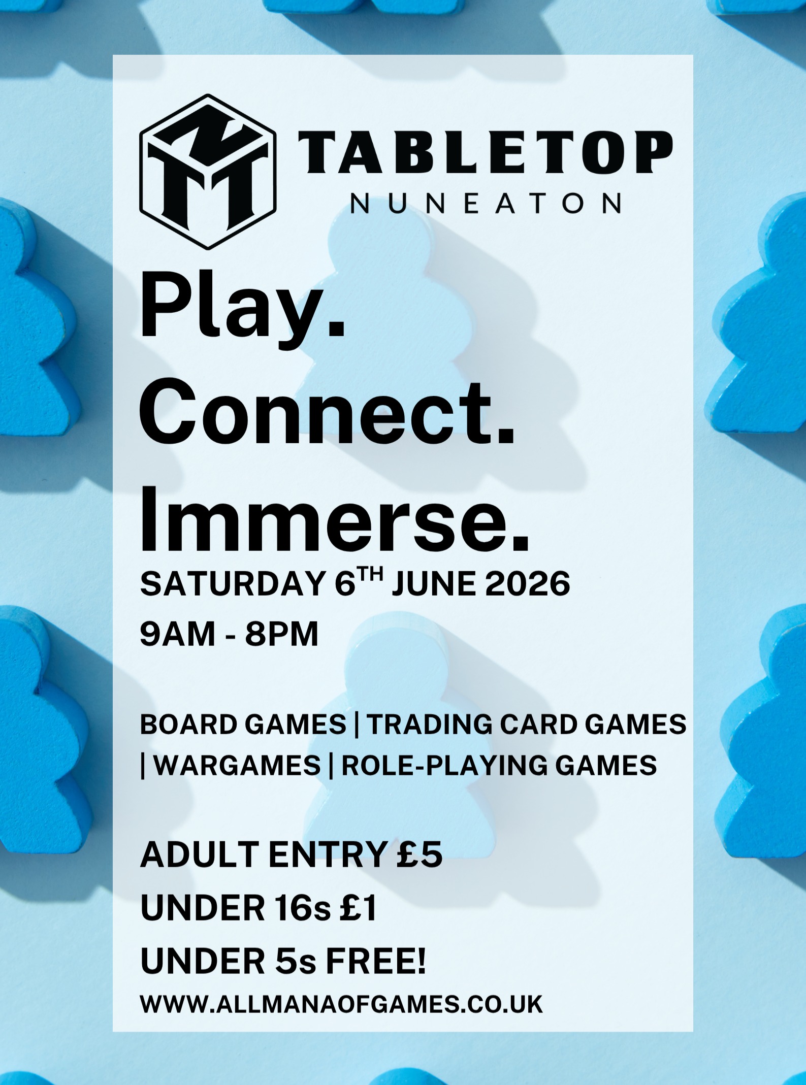 🚨 POST-UKGE RECOVERY SESSION 🚨
The Expo may be over, but the gaming doesn't stop.
Got new games you can't wait to get to the table? Looking for opponents for your latest wargame project? Need a group for that RPG you've been wanting to run? Or do you simply need another full day of gaming?
Join us this Saturday at Tabletop Nuneaton for a whole day of gaming, community, and good company.
You'll find:
• A huge board game library
• Bookable Tables for RPGs and wargames (first come first served)
• Our Bring & Buy area
• Refreshments on sale all day
• Plenty of friendly gamers looking for people to play with
Whether you're a regular or it's your first visit, there's always a seat at the table.
📍 Nuneaton United Reformed Church Hall, CV11 5QH
📅 Saturday 6th June
🕘 9am–8pm
What's the first game from your UK Games Expo haul that's hitting the table? Let us know below and tag the friends you're bringing along.
#UKGamesExpo #BoardGamesUK #TabletopGaming #NuneatonEvents #BoardGameCommunity