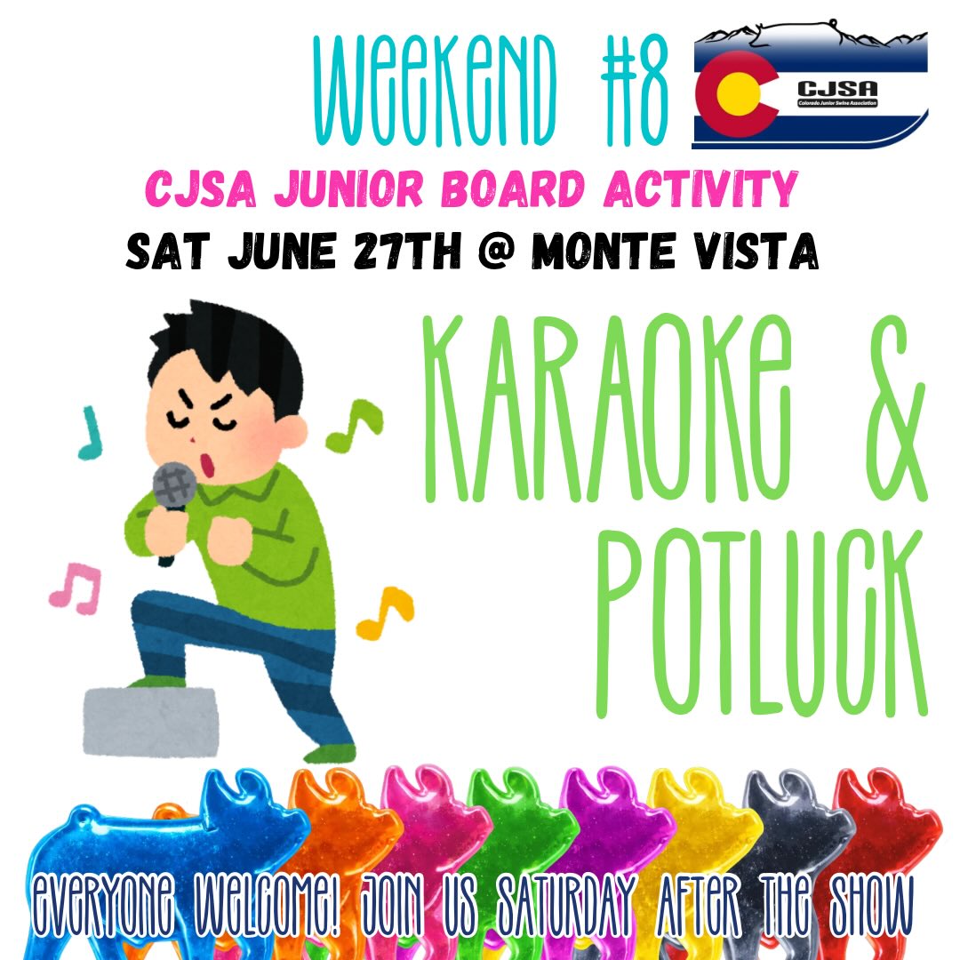 We’re going to round the season out with our annual karaoke contest and potluck. Make sure you’re planning your karaoke performance and bring a dish to share with everyone.