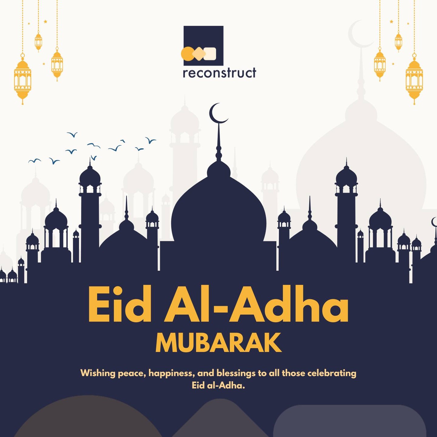 Eid Mubarak from the Reconstruct team 🧡🤍 Wishing a joyful and peaceful Eid to all our staff, young people, families, carers, and wider communities celebrating today 🌙✨ #Eid #EidMubarak #EidAlAdha