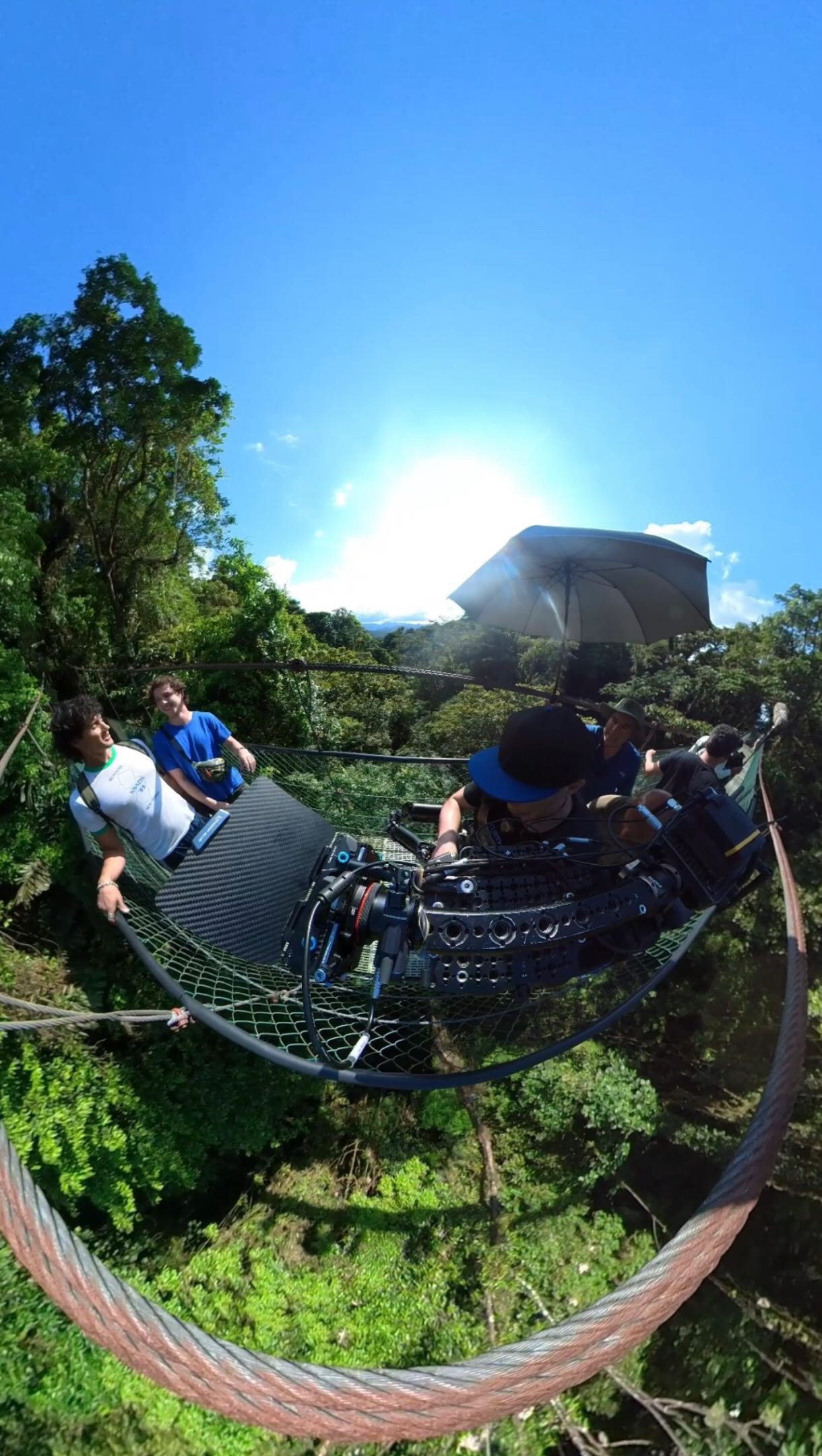 Steadicam on a suspension bridge over the jungle in Costa Rica. It’s crazy feeling the “ground” bob up and down while operating. Fun and also unsettling 😬😂😎#willpowercinema #steadicam #filmmaking #filmmaker #costarica🇨🇷
