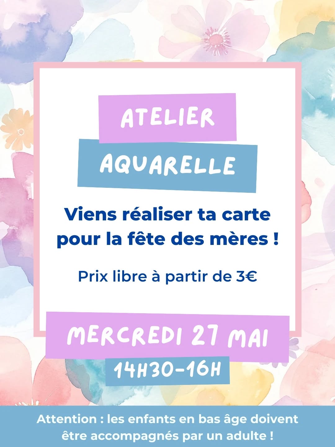 L'atelier aquarelle spécial fête des mères c'est demain ! 🎨
Cliquez sur le lien dans la bio ou en story pour vous inscrire sur Hello Asso 💐