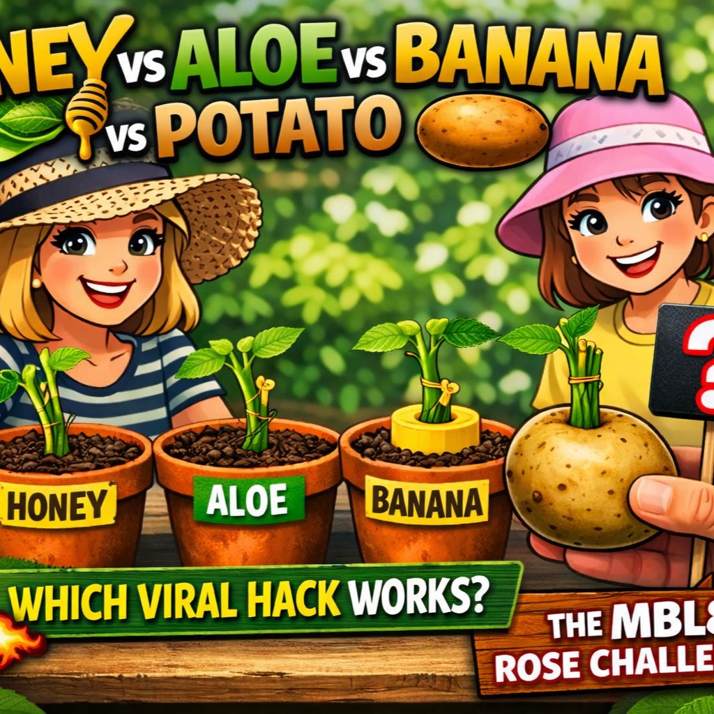 Honey vs Aloe vs Banana vs Potato: The MBL8 Rose Challenge — Which Viral Hack Actually Works.
So MBL8 decided to settle it once and for all.
Four identical rose cuttings. Four viral hacks. One fun family experiment😊
