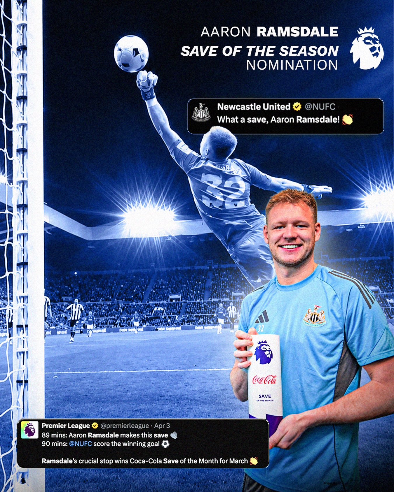 Aaron’s save vs Manchester United, which won the March Save of the Month award, has been nominated in a ten-man shortlist for the Premier League Save of the Season 🦸♂️✈️