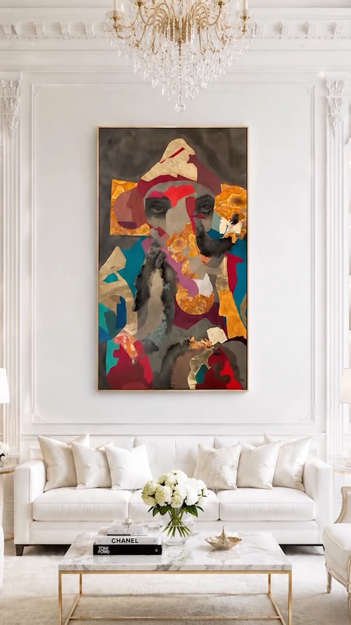 Title : Deva III
Medium : Pigment, sand, metal, gold leaf and acrylic on canvas.
Size : Without frame 33 * 57 inches.
Year : 2025
#theartandworldoflaila #lailakhanfurniturewalla #artwork #ganesha #modernart