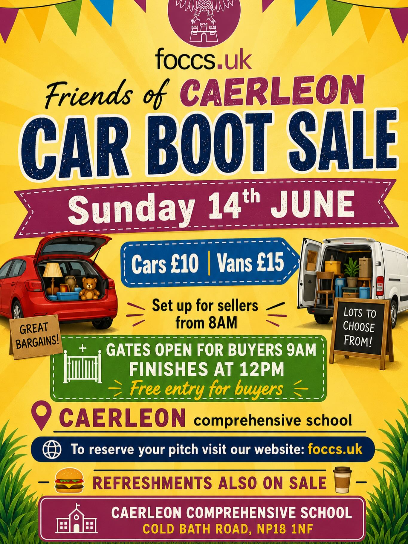 Book your space for our next car boot sale on the PTA website foccs.uk
Sunday 14th June
Refreshments on sale
#fundraising #carbootsale #foccs #pta