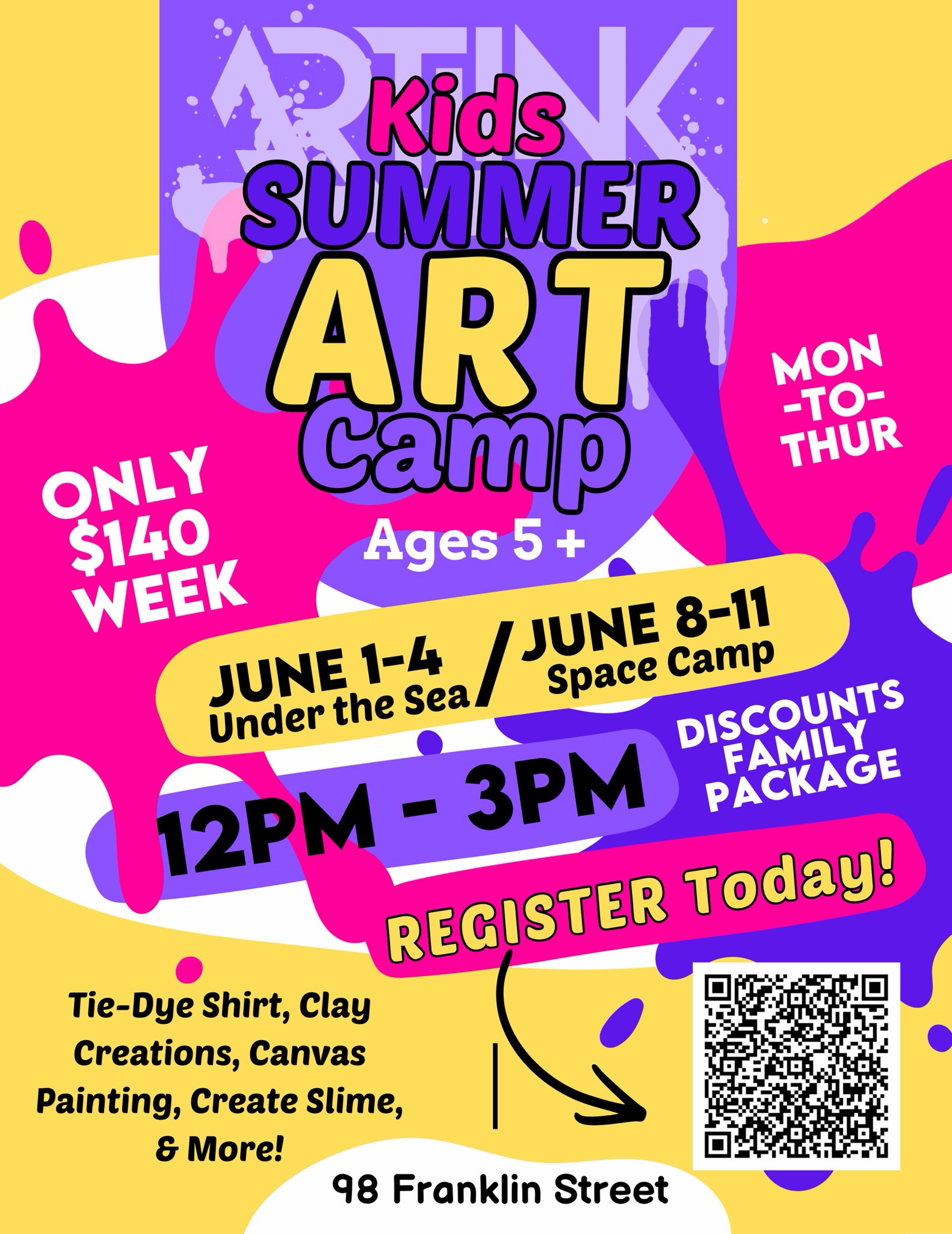 🎨 ART CAMP 🎨
Don’t forget to sign up for Kids Summer Art Camp!
🐙June 1-4th Under the Sea
🚀June 8th - 11 Space Camp
Click the link below!👇
https://www.artlinkclarksville.com/summerartcamp
#kidsartcamp #artcampforkids #localclarksville #artcamp #clarksvilletnlocal
