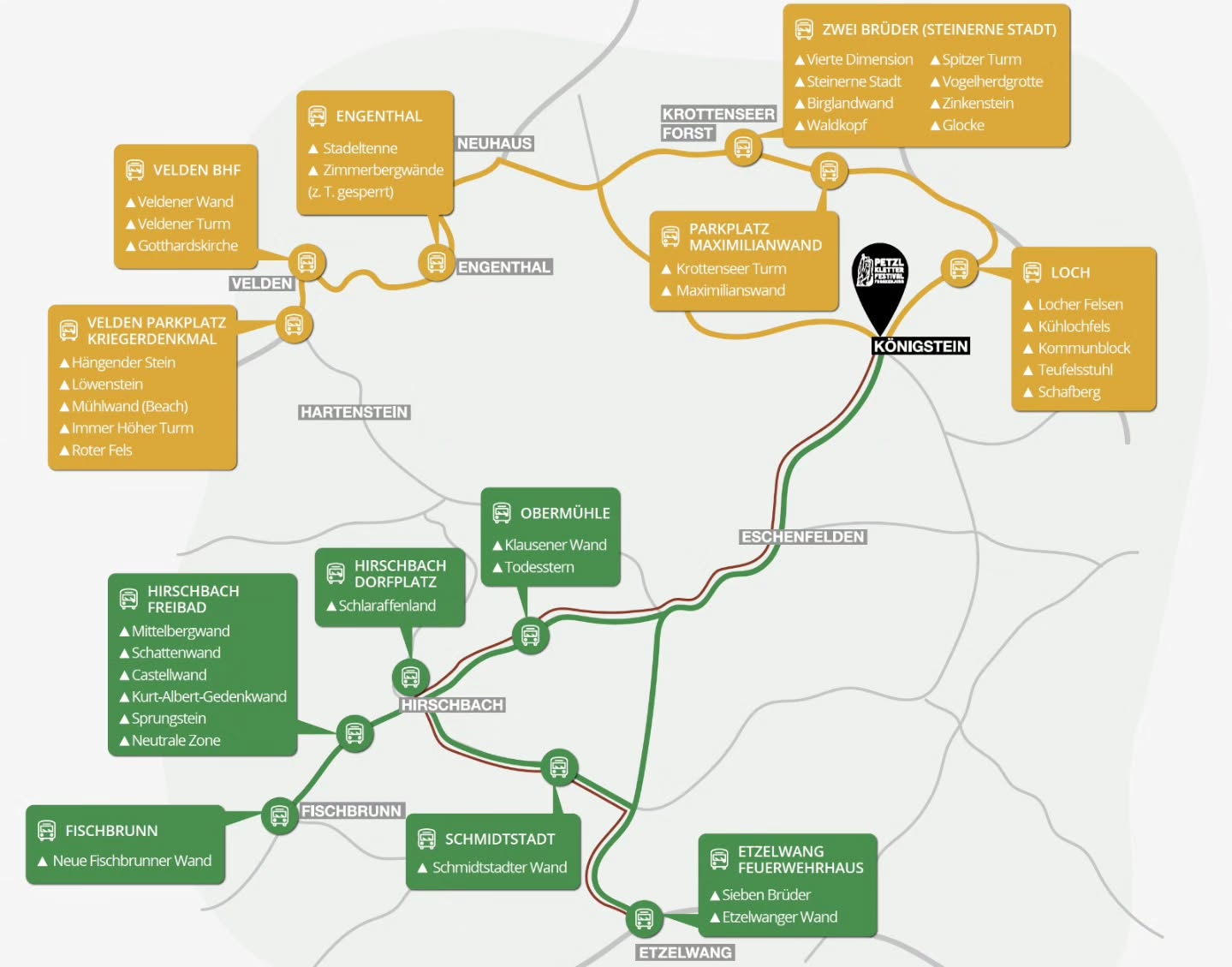 ***Shuttlebusse***
Ihr reist ohne Auto zum @kletterfestival ? Ihr wollt den Camper am Festivalgelände stehen lassen oder habt keine Lust auf Parkplatzsuche? Wunderbar!
🚌 🚌 Zum diesjährigen Festival gibt es sogar zwei Shuttlebusse, die euch von den Bahnhöfen in
📍 Etzelwang und
📍 Neuhaus
abholen und zurückbringen und an verschiedene Felsen fahren. Die Südrunde geht durch das Hirschbachtal und die Nordrunde durch den Krottenseer Forst bis ins Pegnitztal. 🧗🧗🏾♀️
🗓️ Von Mittwochabend bis Sonntagnachmittag – das ganze kostenlos. Die Busse fahren an allen Tagen, meist von von 09:05 bis 19:05 Uhr stündlich vom Festivalgelände zu den Felsen.🤙
🔗 Weitere Infos auf der Webseite des Petzl Kletterfestivals und in unserer Bio.
🚲 ➕ 🍺 Für alle, die mit dem Rad anreisen, gibt's am Petzl Caravan ein Radl-Radler.
📸 @simontoplak , petzl
#ecopointclimbing
@kletterfestival @petzl_official
@vgn_freizeit @naturparkfrankenjura @dav_nuernberg