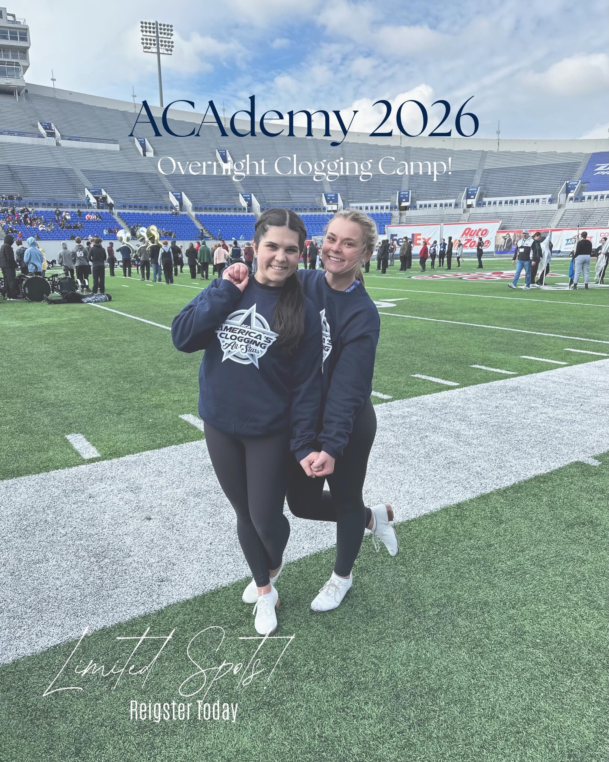 Wow!! The sign ups are happening quickly and spots are EXTREMELY limited now. If you are thinking about camp, sign up today and join us for a fun and exciting 4 days of clogging!
Thank you for all the support! We are grateful!🤍🤍
~Abby Simpson & Riley Clayton