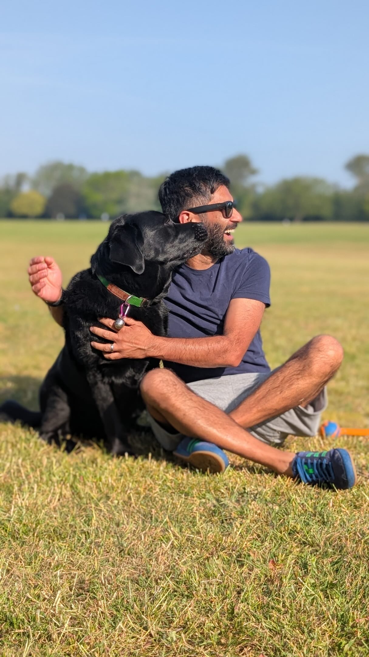 🔔 How does my guide dog know when he’s off duty? When he’s wearing his bell, of course!
You hear him before you see him. The little bell on Quark’s collar is his signal that it’s park time and the excitement starts the moment he realises where we are going.
It is a very strange feeling for me walking with a lead in my hand instead of his harness, but the second Quark hears that bell he is off - heading for the park entrance with absolute purpose and I am running right alongside him.
Guide dogs are trained not to get distracted by balls but that rule seems to vanish the second Quark is off duty. Then it’s all about the game, the excitement and waiting for me to throw the ball.
And once he’s had his fun, he is straight into the grass for rolling, fusses and the kind of joy that says work hard and play hard too.
#DrAmit #QuarkTheGuideDog #GuideDog #WorkingDog