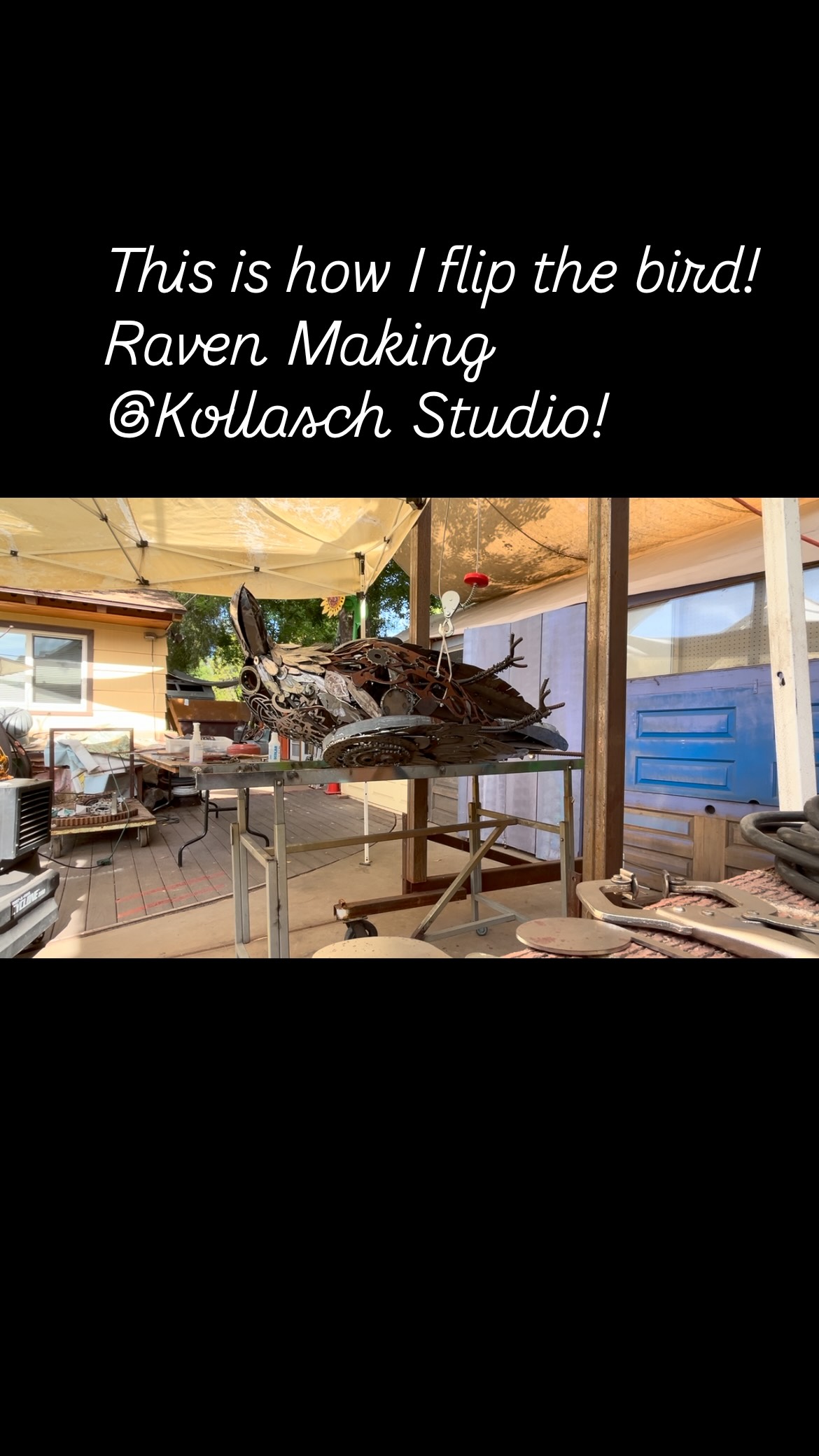 Working on a fun commissioned sculpture that will be heading to Monument Colorado. Steam punk Raven will have eyes of labradorite and a painted Automotive finish that will have some purple blue iridescence. More to come. @debdoty7200 #ArtAndEnvironments #WomenWeld #RavenArt #exteriorsculpture #SteamPunkRaven