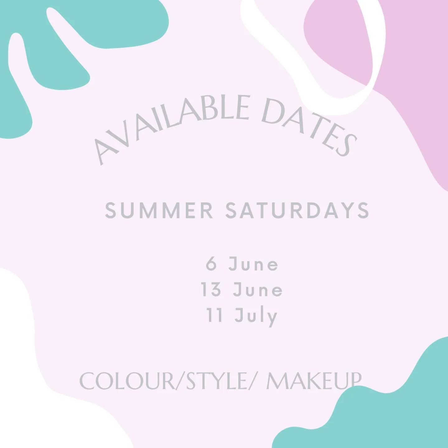 🌞 These are the only dates on which I have weekend availability until September.
Please book now (link in bio) to avoid disappointment!
Looking forward to seeing you for your individual or group colour, styling or makeup session.
#stylingover40 #stylistlife #stylistoxford #stylingoxford #colouranalysis