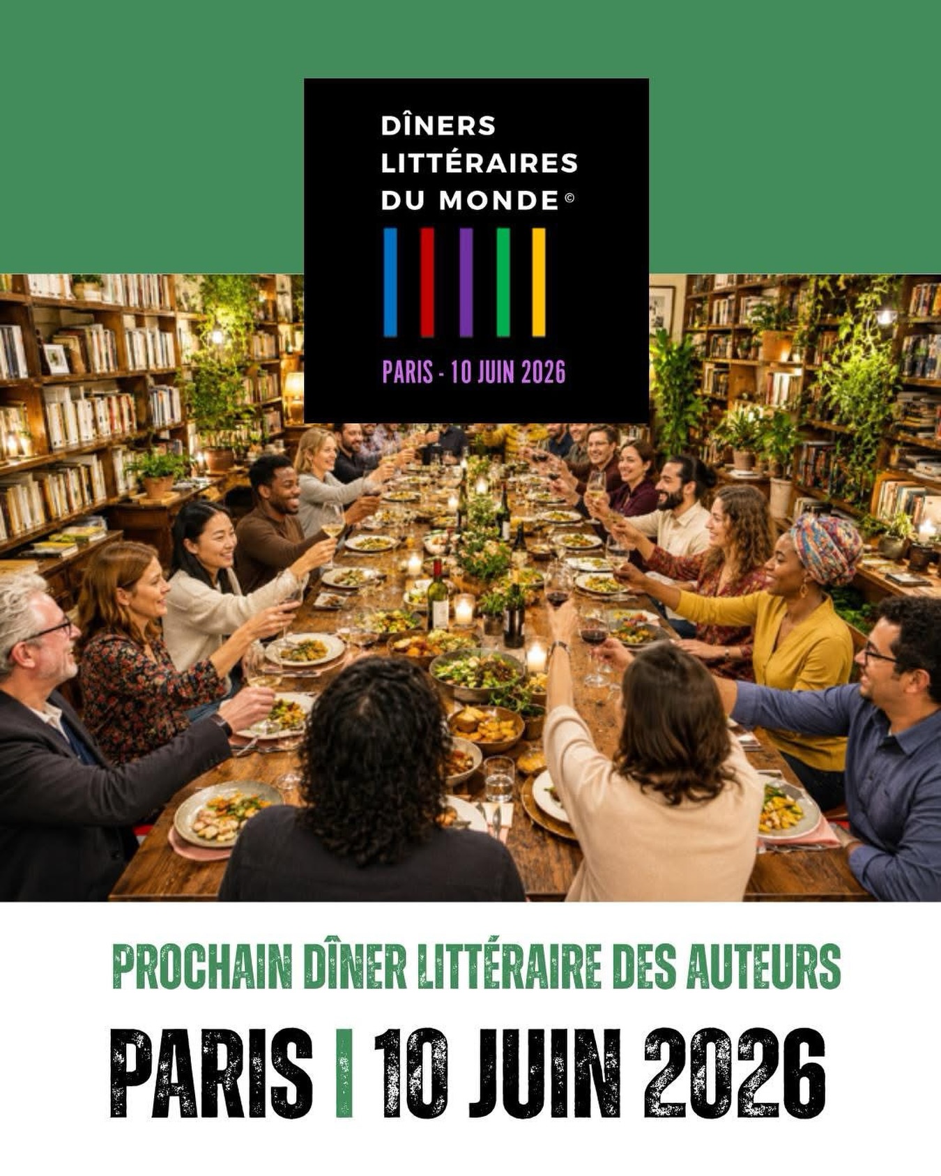 PROCHAIN DÎNER LITTÉRAIRE - PARIS
Après le dîner de mars dans la région de Grasse, voici notre nouveau Dîner Littéraire de juin.
Il aura lieu à Paris et déjà 22 auteurs du réseau rencontre des Auteurs Francophones ont répondu présents.
Vous êtes membre ? Sur Paris le 10 juin ?
Rejoignez nous pour retrouver la famille RDAF ou faire connaissance avec les autres membres.
sandrine@auteursfrancophones.com