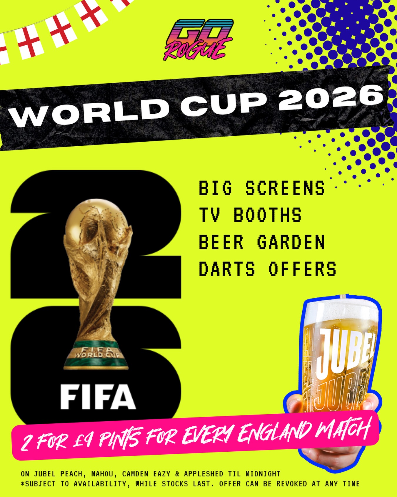 We’re gearing up for the first couple England games 🏴 ⚽️
2-4-£9 selected pints all day on England Match days 🍻
Or if you dont fancy the football, all karaoke rooms are bookable still 🎤
#worldcup #footballbar #gamesbar #ardarts #portsmouth