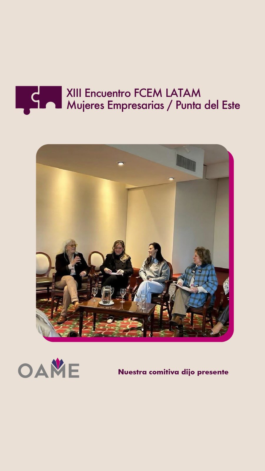¡OAME presente en el XIII Encuentro FCEM Latam! 🇦🇷🇺🇾🇧🇷🇵🇾🇨🇱 organizado por OMEU @omeu_uy en Punta del Este.
@fcemonde
Dos magníficas jornadas de inspiración y crecimiento, los días 22 y 23 de mayo en Punta del Este, enfocados puramente en compartir experiencias y hacer networking estratégico junto a mujeres líderes de Uruguay, Brasil, Paraguay, Chile y Argentina.
Volvemos potenciadas, con nuevas alianzas y la convicción de que el desarrollo de nuestras empresas no tiene fronteras. 🚀💼
#FCEMLatam #OMEU #MujeresEmpresarias #Networking LiderazgoFemenino PuntadelEste