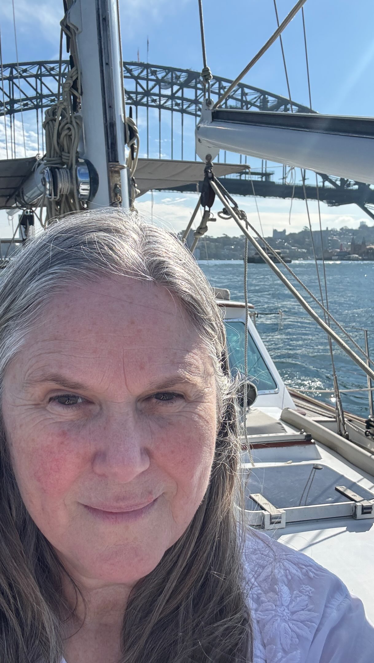 So grateful for the morning out on the Sydney Harbour in Ross’s beautiful wooden yacht with my old friend Peter. It was such a joy. The company, coffee, conversation, water and scenery. First class! Thanks a million Ross for making this memorable morning for us all.