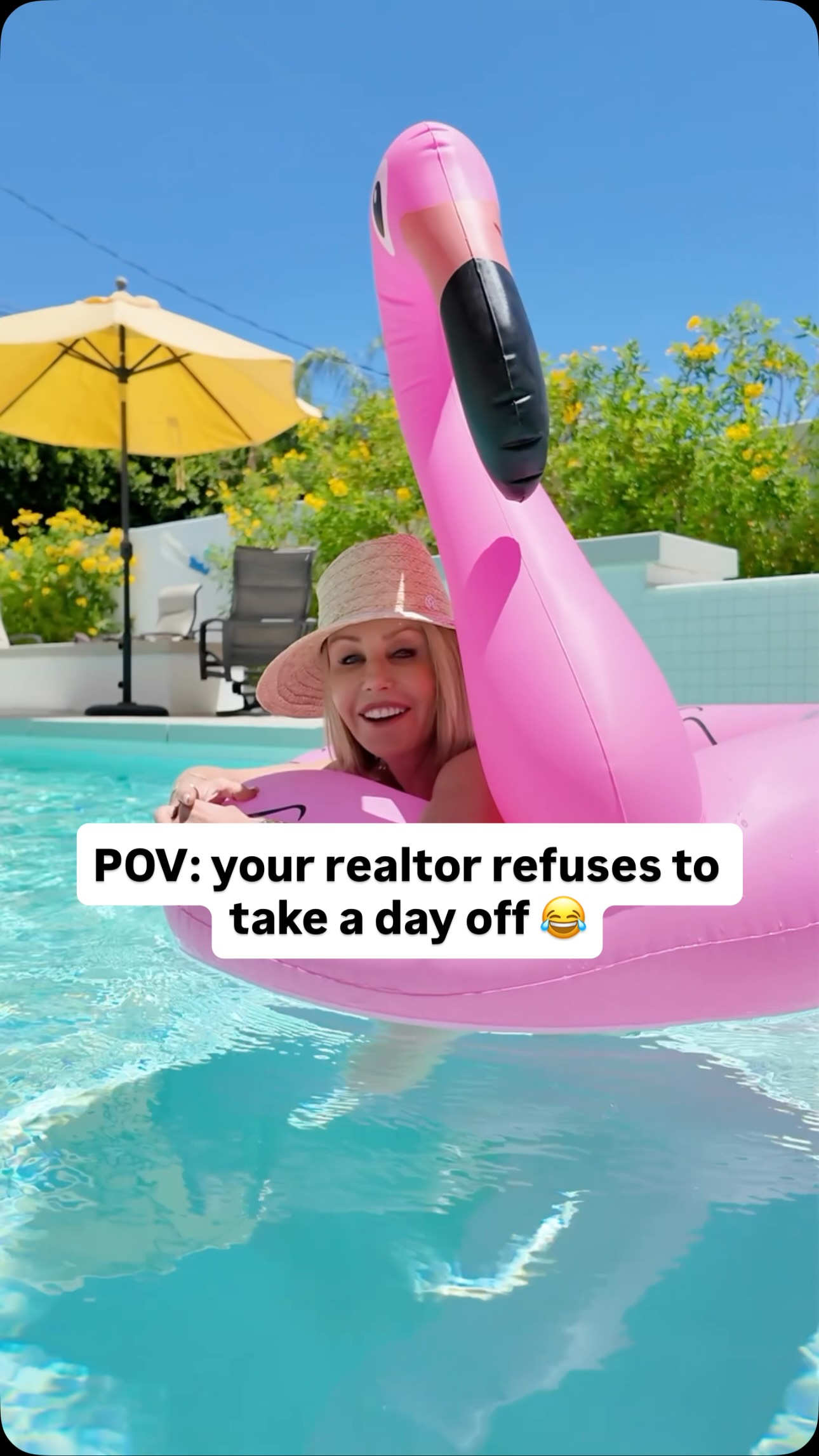 ✨ Memorial Day weekend in Palm Desert be like… 🌴🦩😂
Everyone else is poolside relaxing… meanwhile I’m over here hosting an open house on a flamingo floatie trying to sell houses 💀
But honestly? If you’re going to work on a holiday weekend, Palm Desert is probably the place to do it ☀️
Come for the open house… stay for the sunshine, mountain views, and resort vibes.
Audra Lambert | Realtor®
DRE 01909872
📞 (949) 697-2232
📧 audra@lambertgrouphomes.com
Realty One Group West
#palmdesert #openhouse #realtorlife #desertliving #realestatehumor