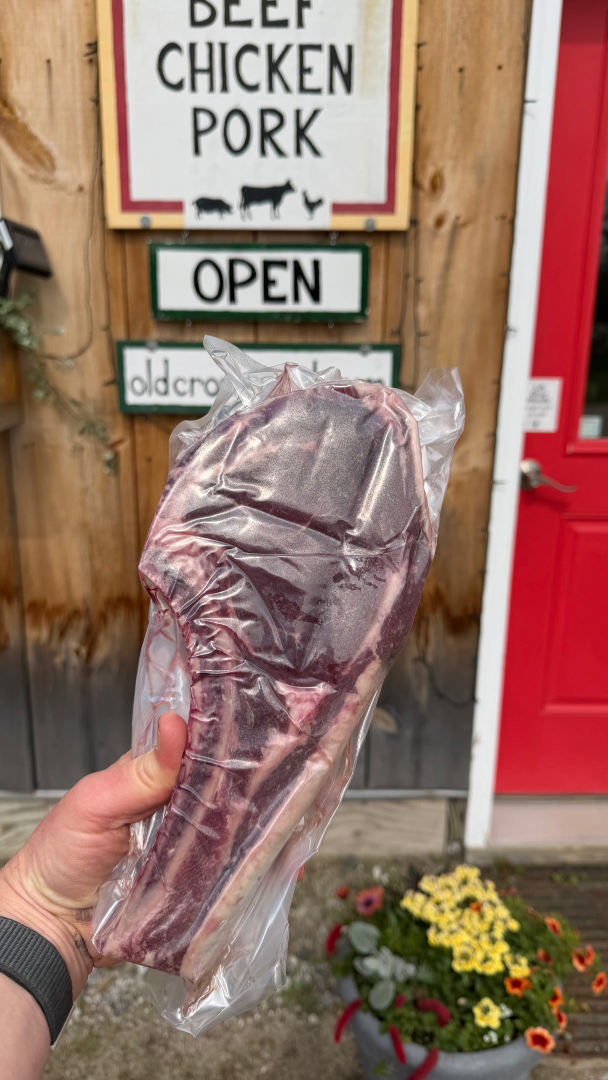 2 inch thick bone-in ribeyes? OMG!
They ain’t cheap, but judging by how a customer’s eyes last week lit up as he held the one he was buying, they’re worth it.
Visit the Old Crow Ranch Farm Store
427 Davis Rd Durham, Maine
Open 4 days/week
#grassfedbeef #mainebeef