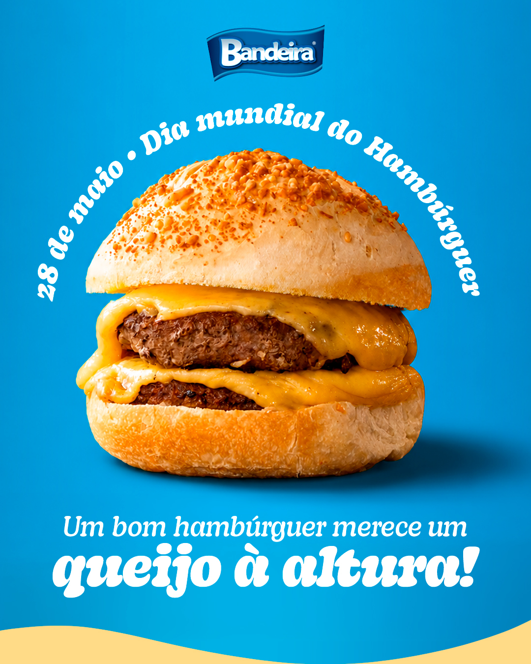 Todo grande hambúrguer tem algo em comum: um queijo que acompanha a experiência. 🧀
E com a Queijos Bandeira, o seu hambúrguer sempre vai estar à altura.
Hoje é dia de celebrar essa combinação perfeita.
Feliz Dia do Hambúrguer! 🍔