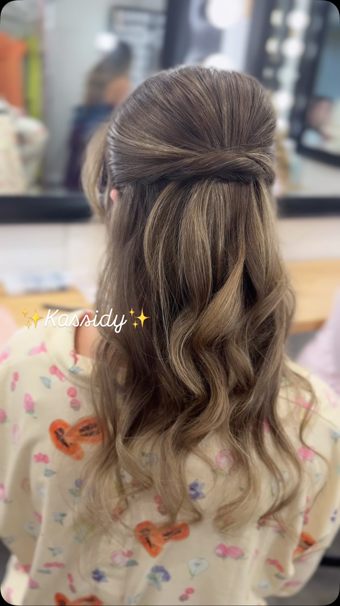 beautiful hair & sweet gal! love getting to know you bridesmaids too! 💛🌸🩷 love what i do! #bridesmaidhair #bridesmaides #halfuphairstyle #maidofhonour #bridalstylist