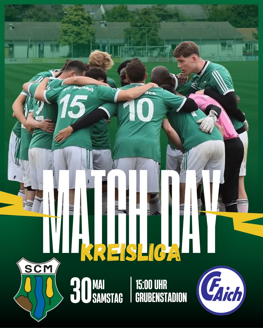 SAISONFINALE 🏁
Jetzt ist es soweit! Samstag bestreiten unsere Erste & Zwoate gegen den FC Aich jeweils ihr letztes Spiel der Saison! 💪
Während es für unsere Zwoate, nach gesicherten Klassenerhalt, um nichts mehr geht, geht es bei unserer Ersten um ALLES!
Mit einem Sieg ist der direkte Klassenerhalt geschafft, bei einem Unentschieden droht der Umweg über die Relegation. Bei einer Niederlage muss unsere Erste nächste Woche in die Relegation. Bei einer Punkteteilung kann theoretisch auch der Klassenerhalt geschafft werden. Dies hängt aber zudem von den Ergebnissen in den Parallelspielen ab!
WIR WOLLEN ES ABER AUS EIGENER KRAFT SCHAFFEN & mit euch an der Seite um den Sieg kämpfen! Wir brauchen Jeden und Alle! Gebt Freunden, Familie, Oma und Opa Bescheid. Samstag, 15:00 Uhr! Zusammen für das Ziel Klassenerhalt! ❤️🔥
Wir sehen uns Samstag! 🫡
Wer vor dem Abstiegskracher noch wahren A-Klassen-Fußball sehen will, ist herzlich eingeladen unsere Zwoate ab 13:00 Uhr zu unterstützen! 💚
#wirsindmaisach