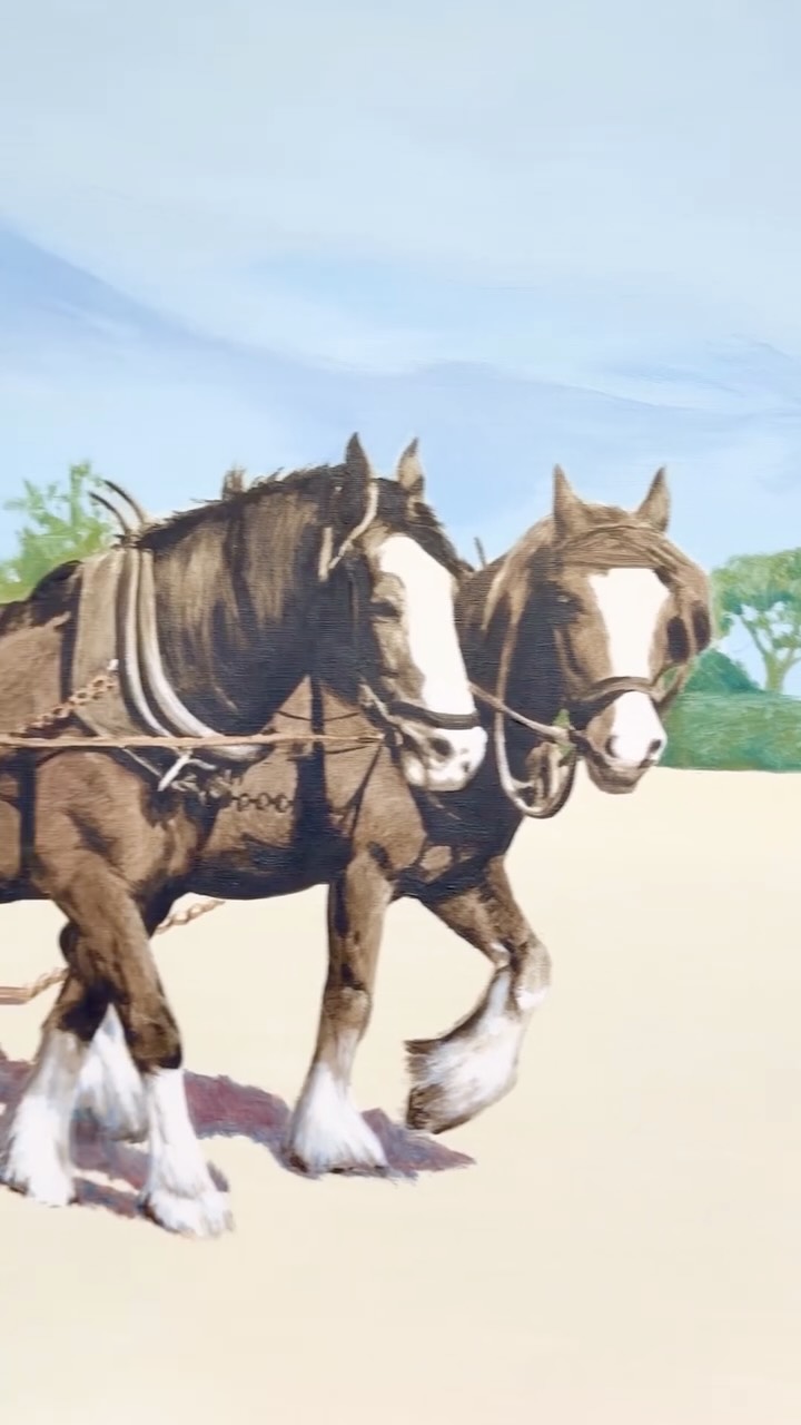 Super happy with how this new “The Workhorses” large oil painting turned out. A commissioned version of my earlier painting, based on a photo from the 1940s of how life in the Lake District, in the North of England, used to be. #lakedistrictuk #nostalgia #oldendays #oilpaintingoncanvas #jasminelillebyart