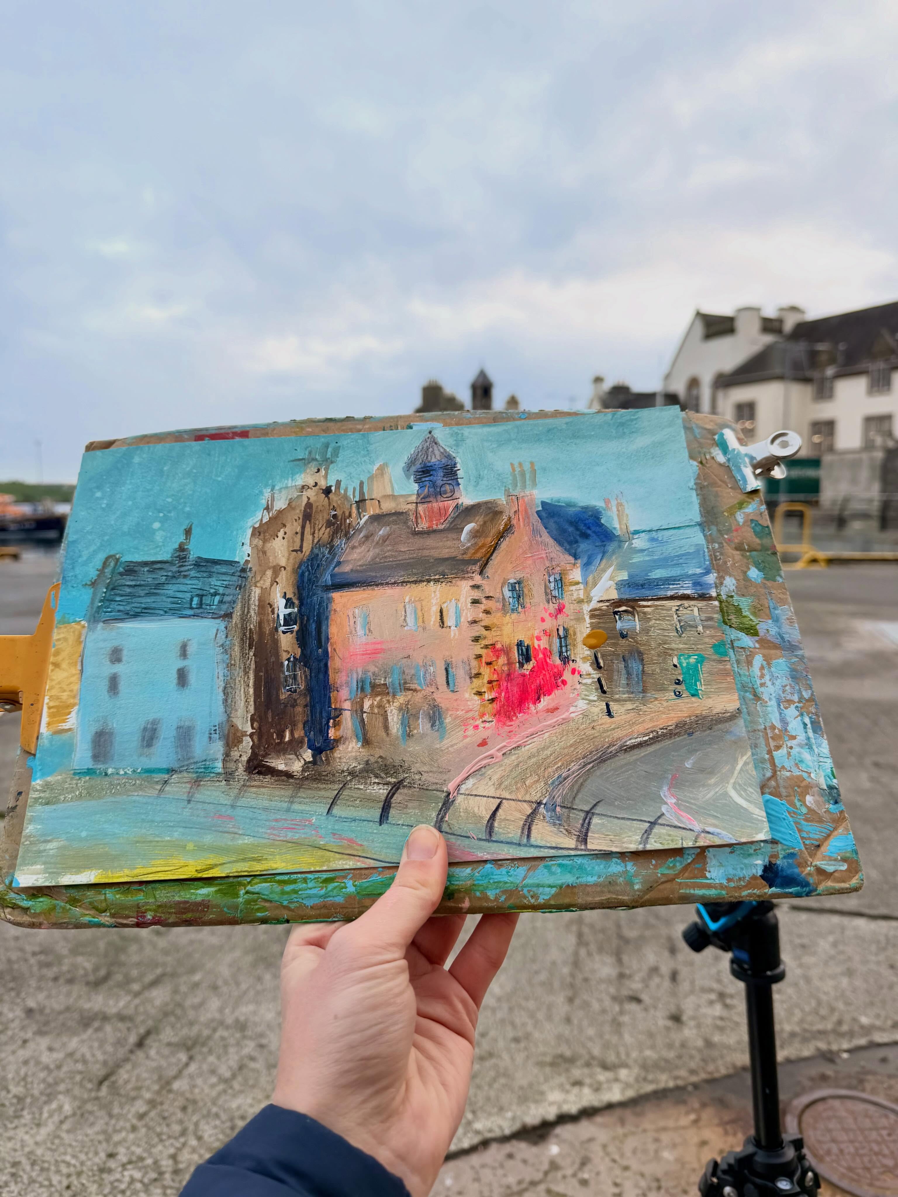 Painting outside in Shetland last November
Safe to say it was a much colder experience painting these pieces last winter in comparison to the heat wave I sit in now writing this note to you. At least three layers of thermals went into the creation of these paintings!
You can now find these two pieces alongside a selection of smaller works on paper on my website shop.
Dreaming of the day I get to revisit this special place in winter light ☀️