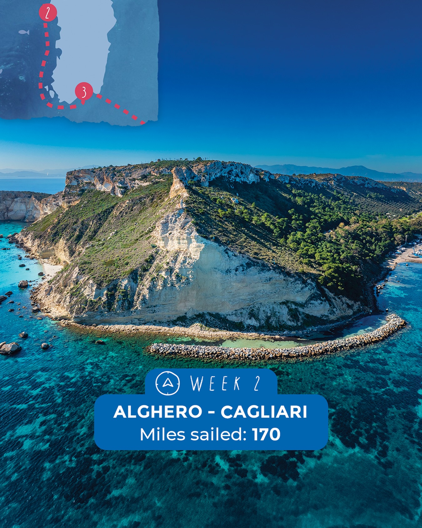 La seconda settimana del progetto è ufficialmente terminata: da Alghero, percorrendo 170 miglia, siamo arrivati a Cagliari! La prossima settimana ci dirigeremo verso le coste della Sicilia! ⛵️
~
The second week of the project has officially come to an end: starting from Alghero and covering 170 miles, we arrived in Cagliari! Next week, we’ll head towards the coasts of Sicily! ⛵️
#progettoMARE #aboutMARE #CentroVelicoCaprera
#MarineResearch #RespectTheOcean